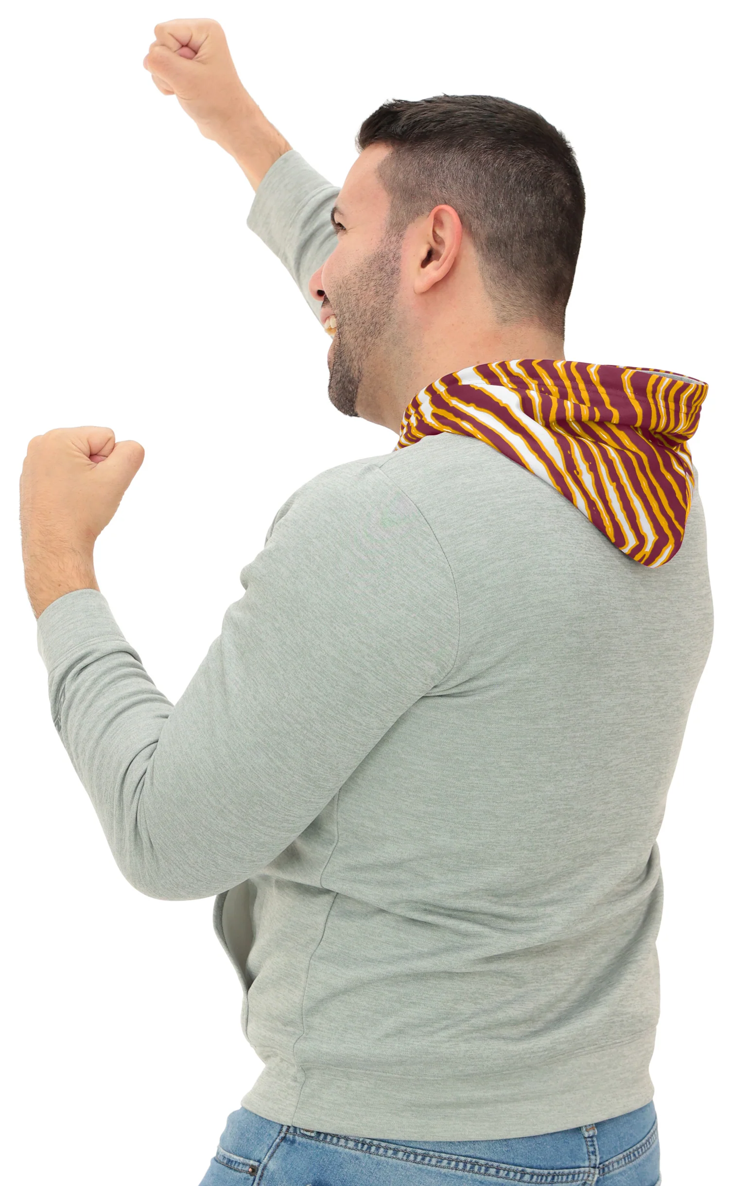 Zubaz NFL Men`s Gray Hoodie with 3C Zebra Hood, WASHINGTON COMMANDERS - Image 6