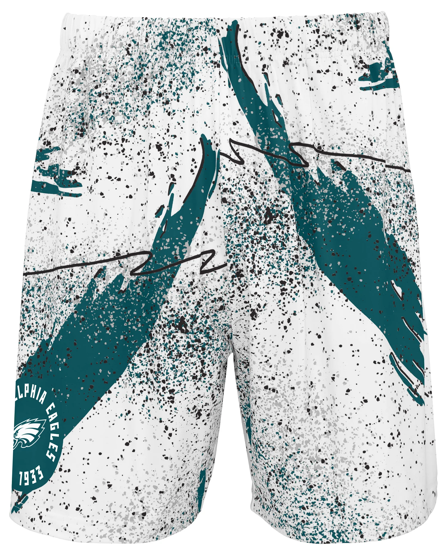 Zubaz NFL Men's 7in Confetti Overtime Block Text Shorts, Philadelphia Eagles