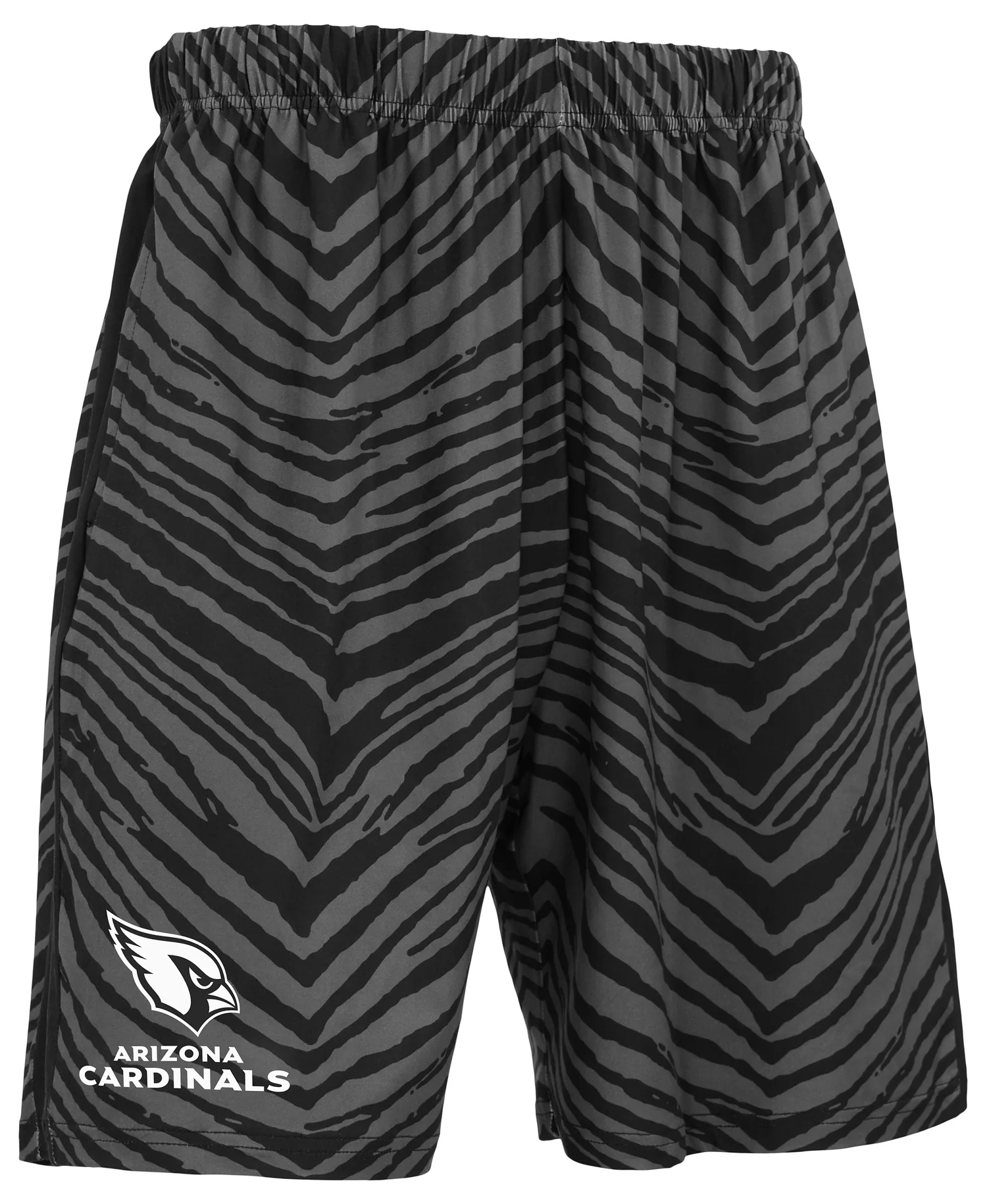 Zubaz NFL Men's 7in Zebra 2 Color Tonal Wordmark Stacked Shorts, Arizona Cardinals