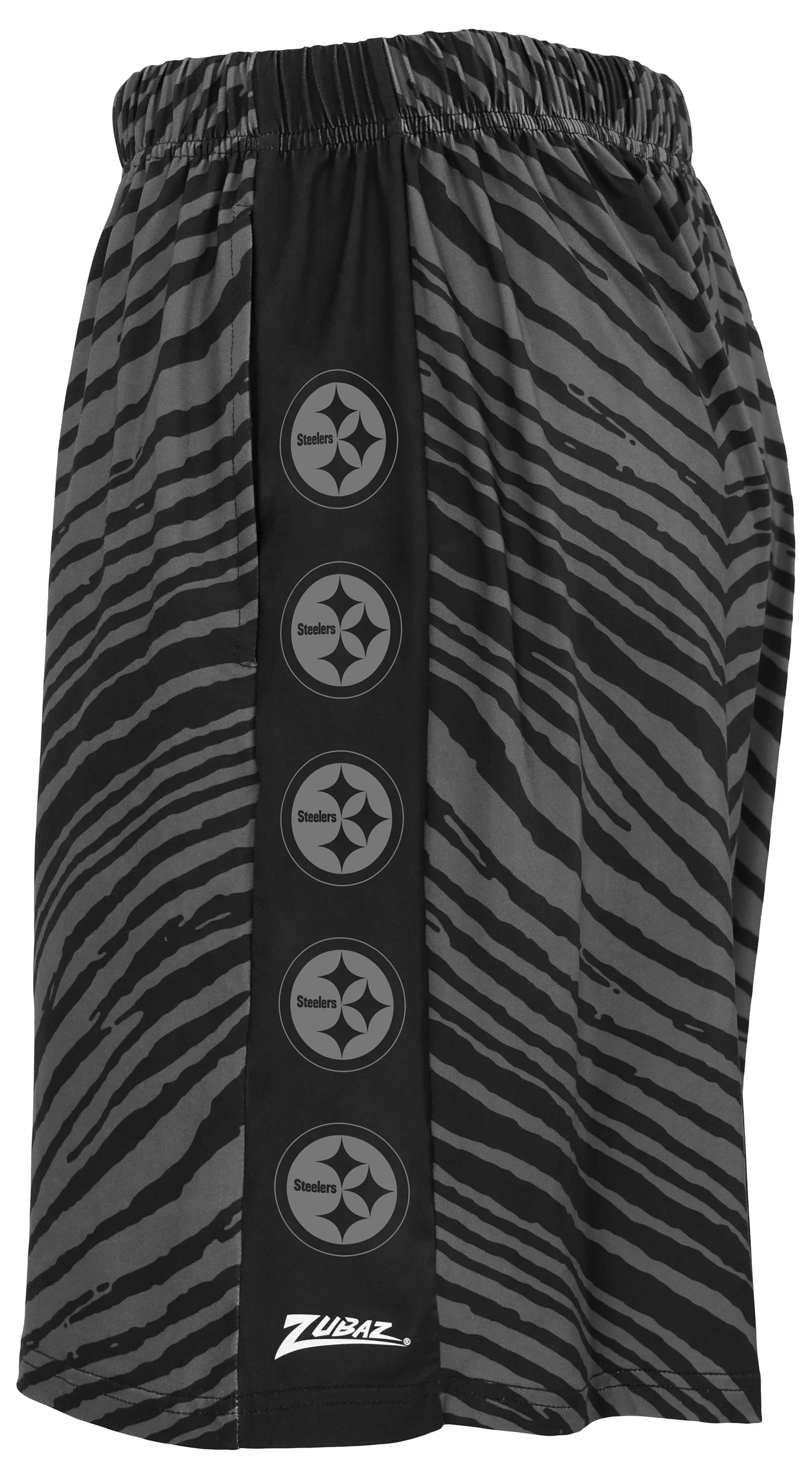 Zubaz NFL Men's 7in Zebra 2 Color Tonal Wordmark Stacked Shorts, Pittsburgh Steelers - Image 2