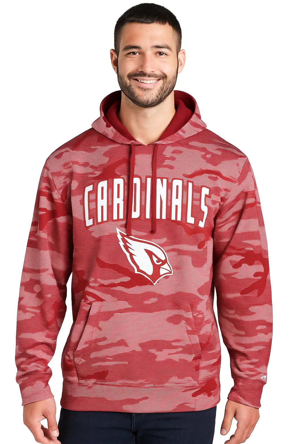 Zubaz NFL Men's Arch All Over Camo Hoodie, ARIZONA CARDINALS - Image 5