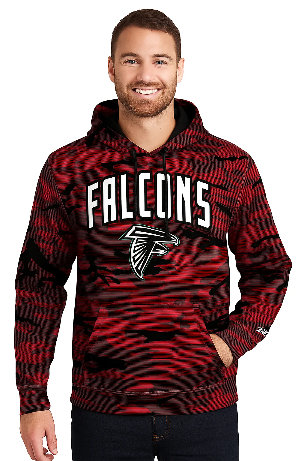 Zubaz NFL Men's Arch All Over Camo Hoodie, ATLANTA FALCONS