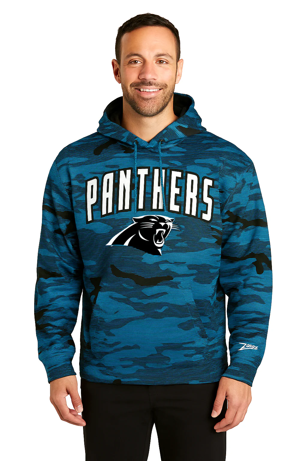 Zubaz NFL Men's Arch All Over Camo Hoodie, CAROLINA PANTHERS - Image 10