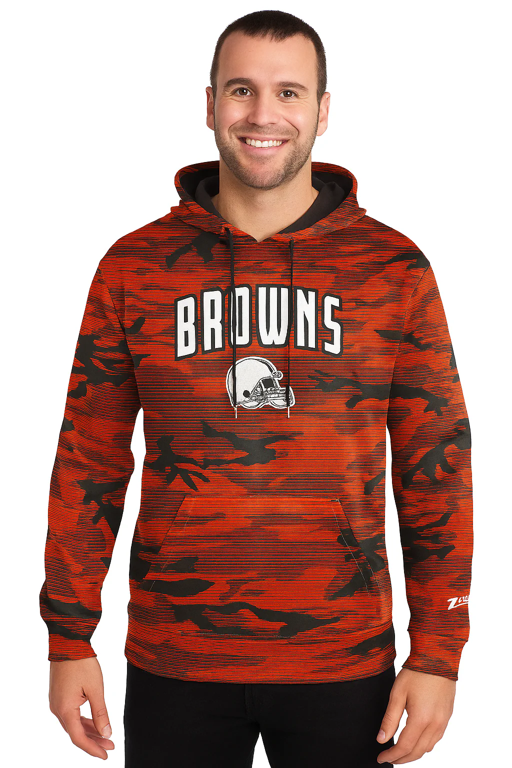 Zubaz NFL Men's Arch All Over Camo Hoodie, CLEVELAND BROWNS - Image 6