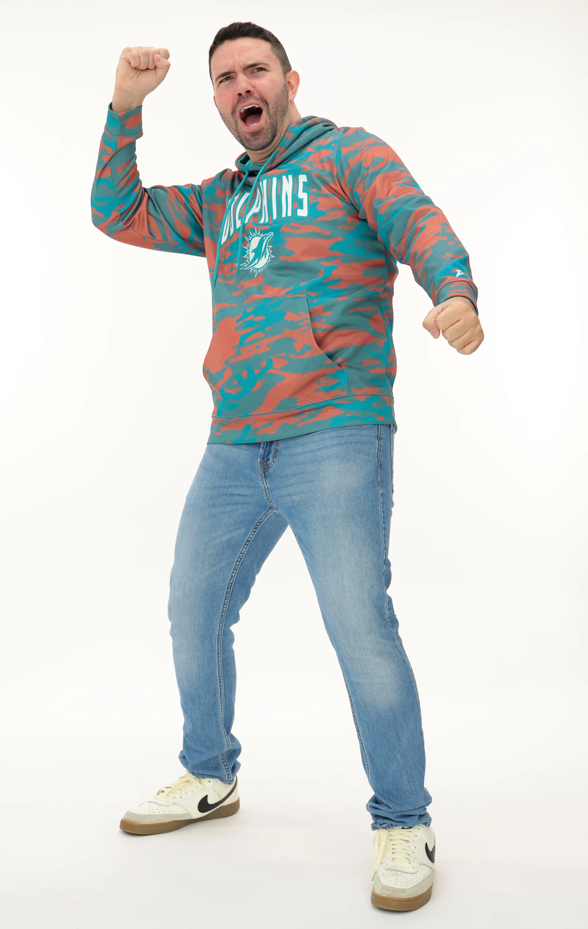 Zubaz NFL Men's Arch All Over Camo Hoodie, MIAMI DOLPHINS - Image 20
