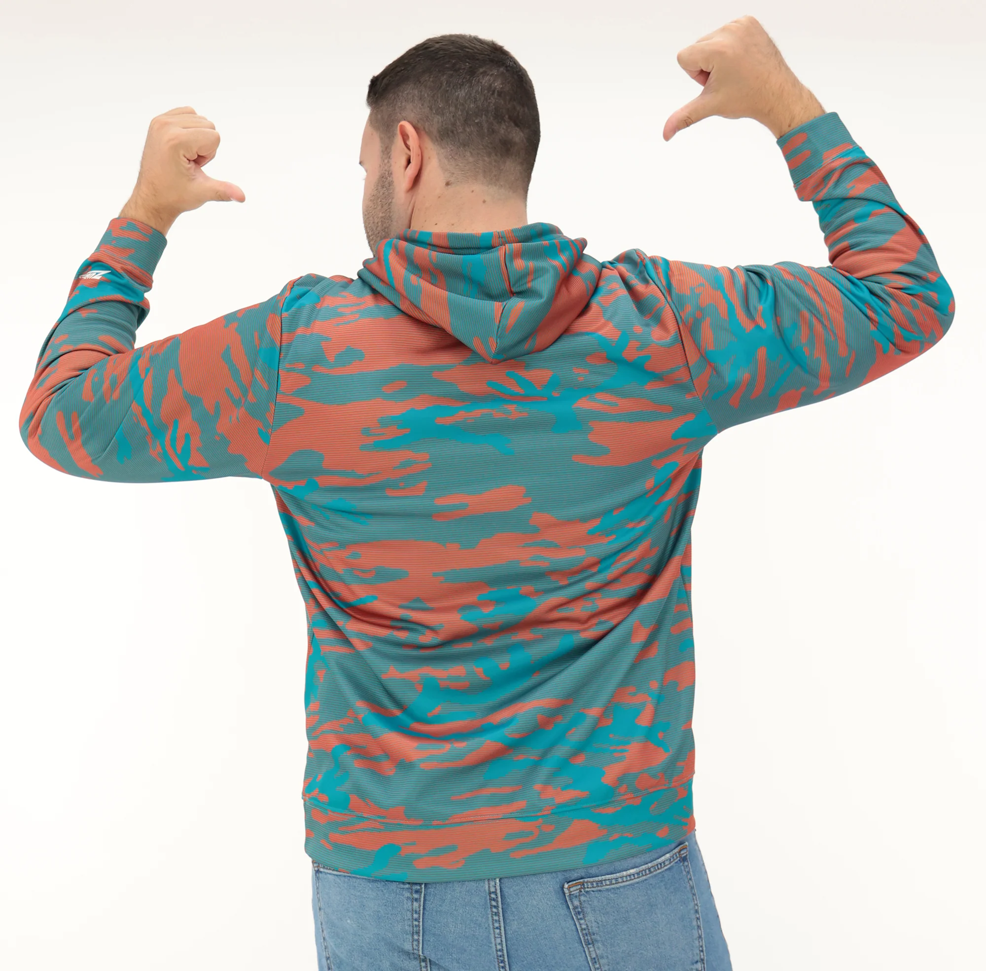 Zubaz NFL Men's Arch All Over Camo Hoodie, MIAMI DOLPHINS - Image 9
