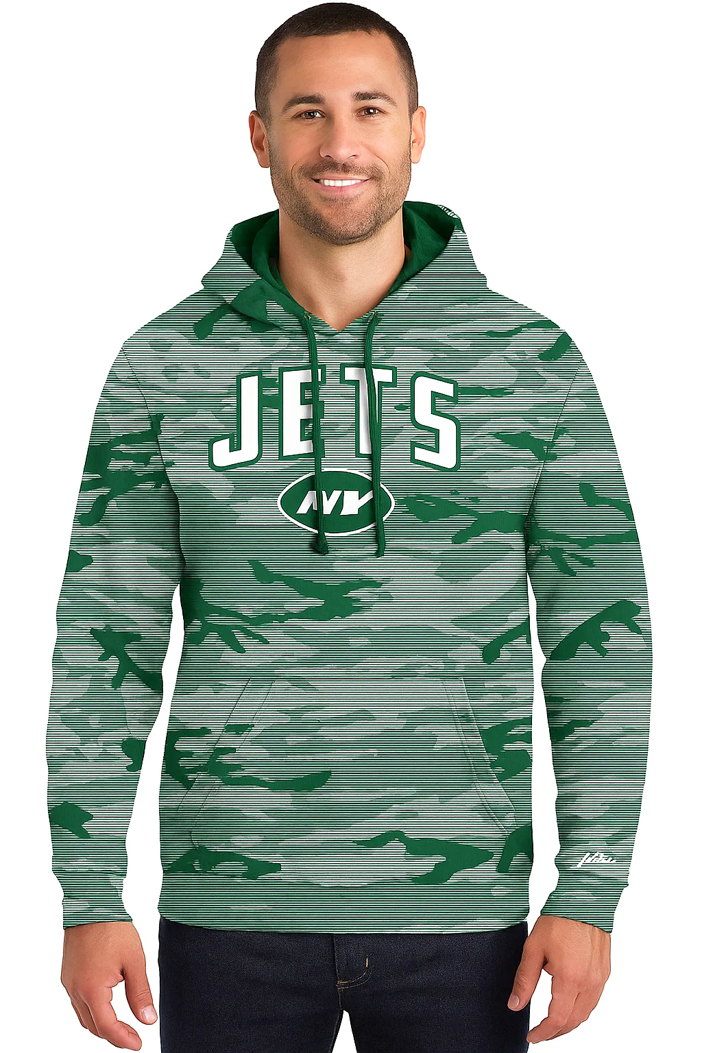 Zubaz NFL Men's Arch All Over Camo Hoodie, NEW YORK JETS - Image 2