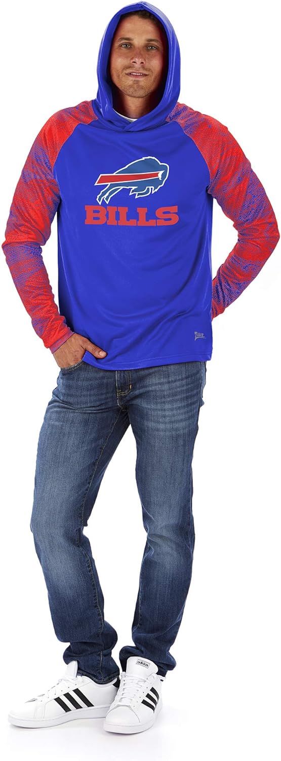 Zubaz NFL MENS BUFFALO BILLS SOLID BODY NEW BLUE/RED STATIC FRENCH TERRY LW HOOD Double Extra Large - Image 3