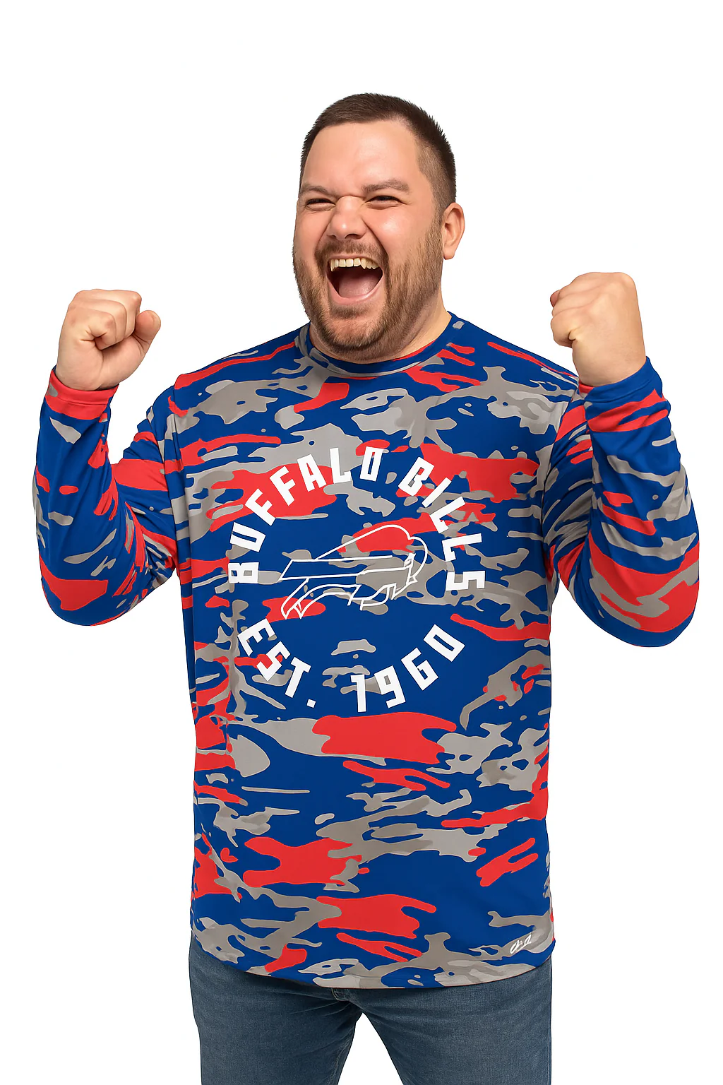 Zubaz NFL Men's Camo Alternate Color with White Circle Logo Long Sleeve T-Shirt, Buffalo Bills - Image 21