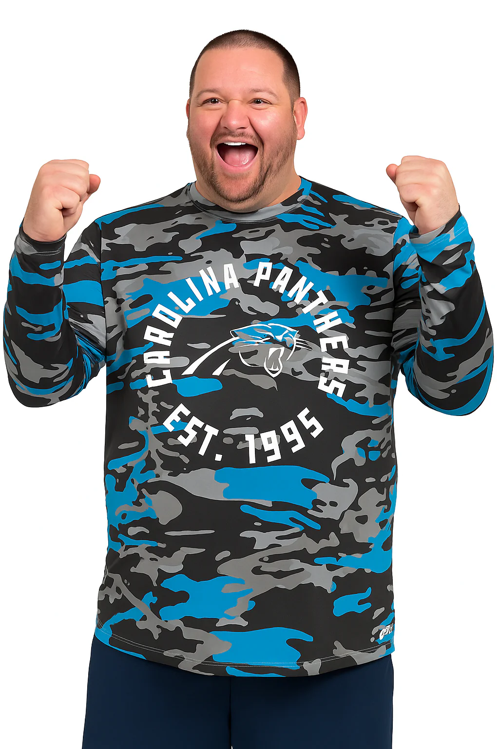 Zubaz NFL Men's Camo Alternate Color with White Circle Logo Long Sleeve T-Shirt, Carolina Panthers - Image 56