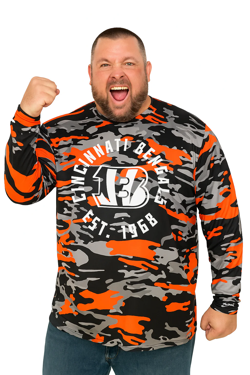 Zubaz NFL Men's Camo Alternate Color with White Circle Logo Long Sleeve T-Shirt, Cincinnati Bengals - Image 63