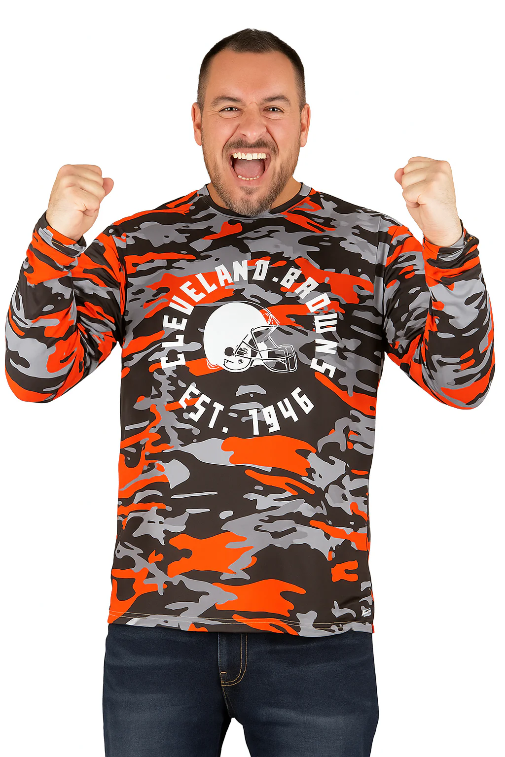 Zubaz NFL Men's Camo Alternate Color with White Circle Logo Long Sleeve T-Shirt, Cleveland Browns - Image 42