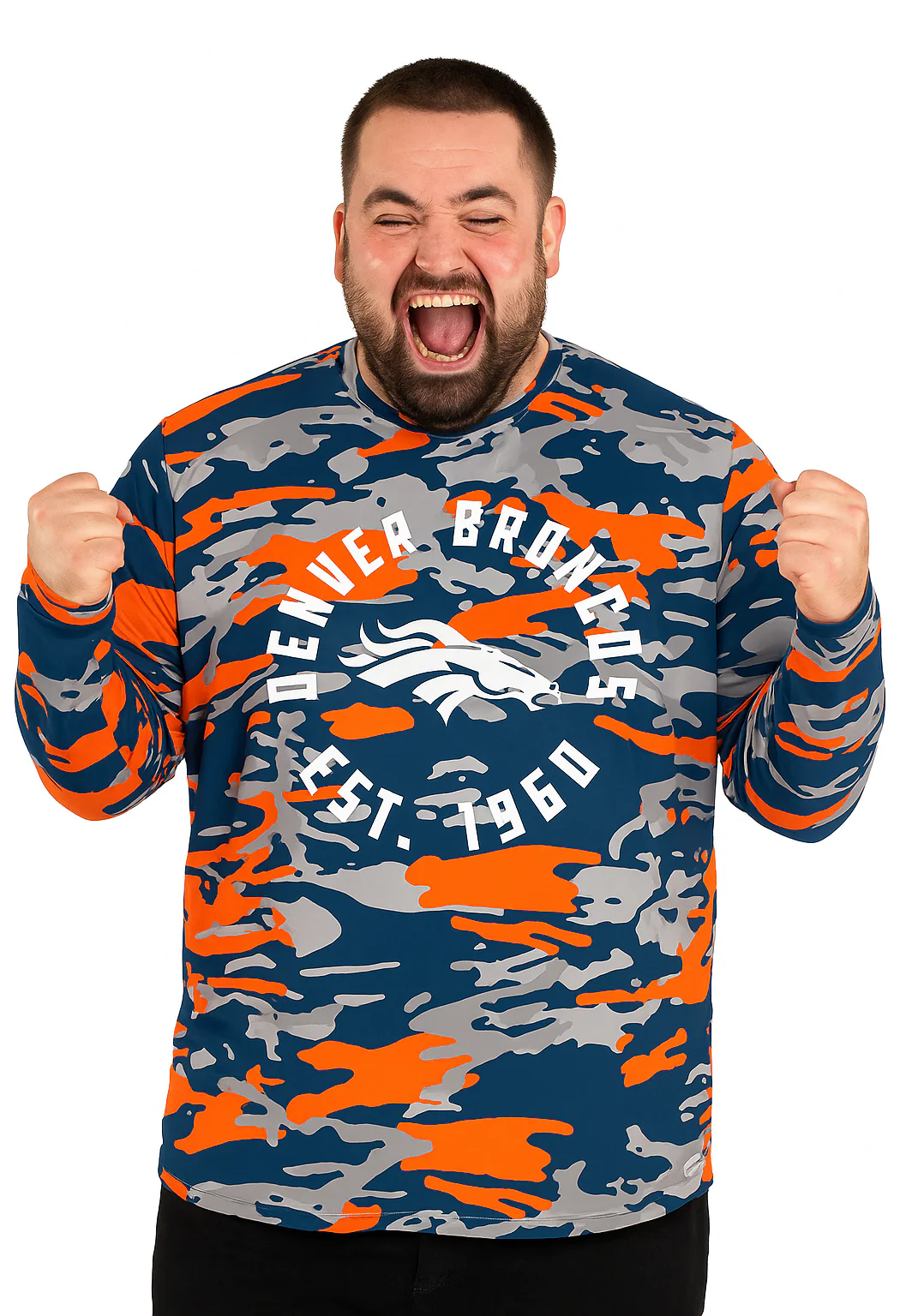 Zubaz NFL Men's Camo Alternate Color with White Circle Logo Long Sleeve T-Shirt, Denver Broncos - Image 21