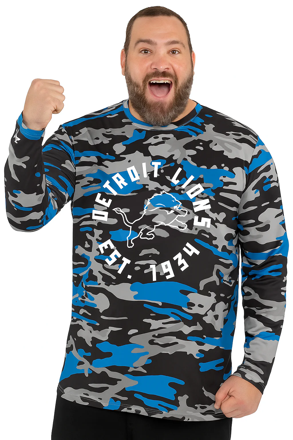 Zubaz NFL Men's Camo Alternate Color with White Circle Logo Long Sleeve T-Shirt, Detroit Lions - Image 56