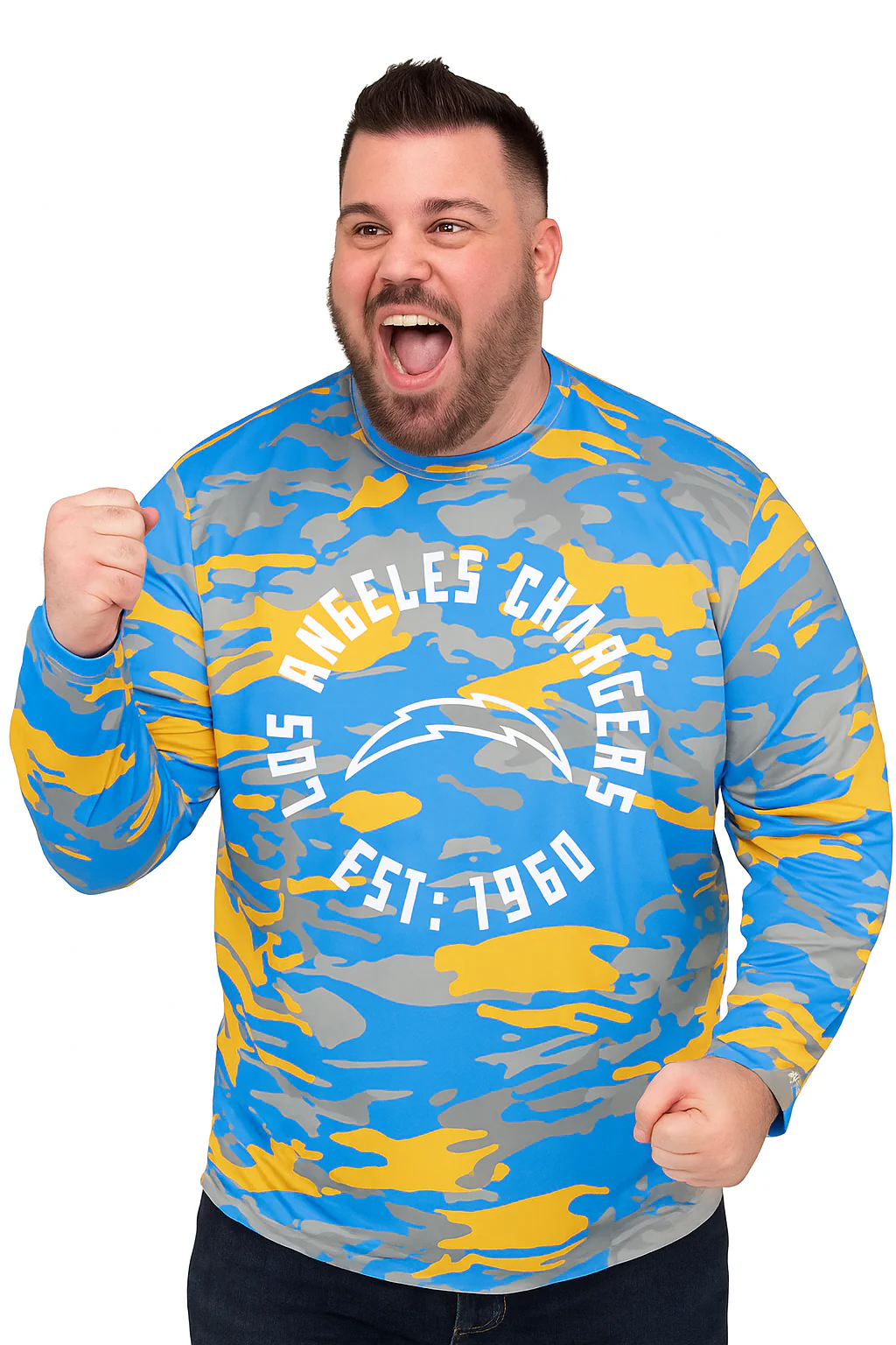 Zubaz NFL Men's Camo Alternate Color with White Circle Logo Long Sleeve T-Shirt, Los Angeles Chargers - Image 35