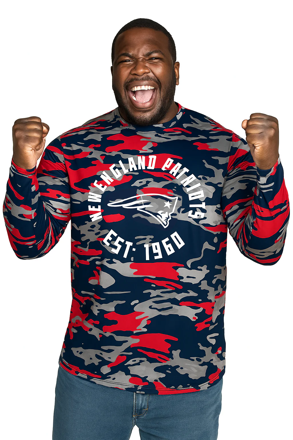 Zubaz NFL Men's Camo Alternate Color with White Circle Logo Long Sleeve T-Shirt, New England Patriots - Image 35