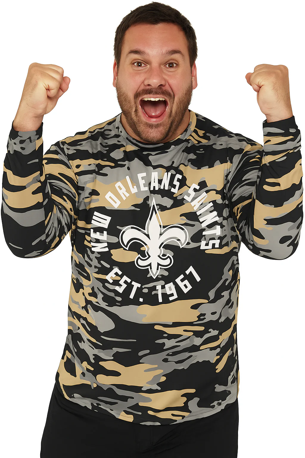 Zubaz NFL Men's Camo Alternate Color with White Circle Logo Long Sleeve T-Shirt, New Orleans Saints - Image 35