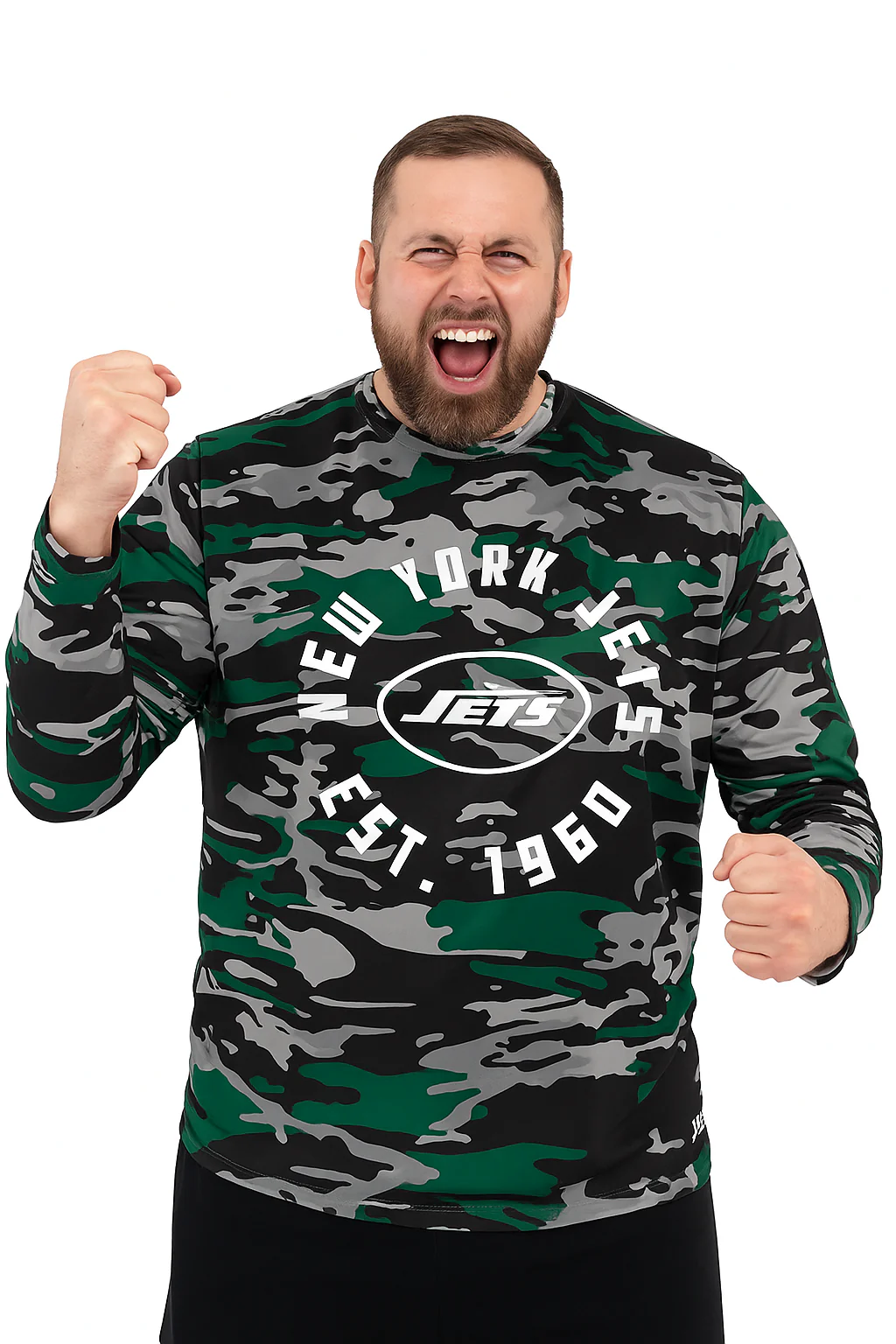 Zubaz NFL Men's Camo Alternate Color with White Circle Logo Long Sleeve T-Shirt, New York Jets - Image 21