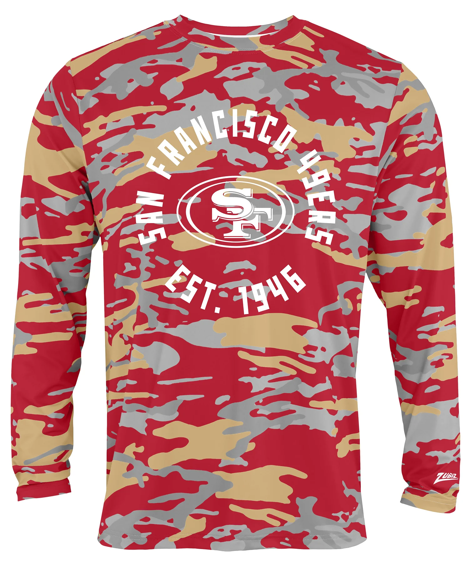 Zubaz NFL Men's Camo Alternate Color with White Circle Logo Long Sleeve T-Shirt, San Francisco 49ers - Image 2