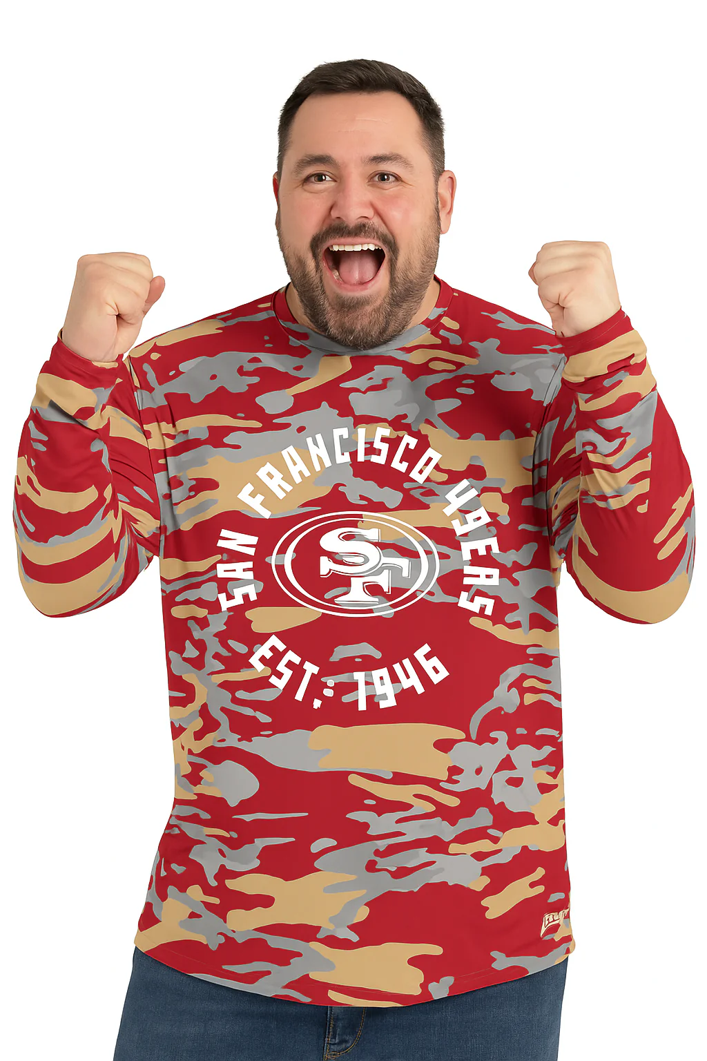 Zubaz NFL Men's Camo Alternate Color with White Circle Logo Long Sleeve T-Shirt, San Francisco 49ers - Image 28