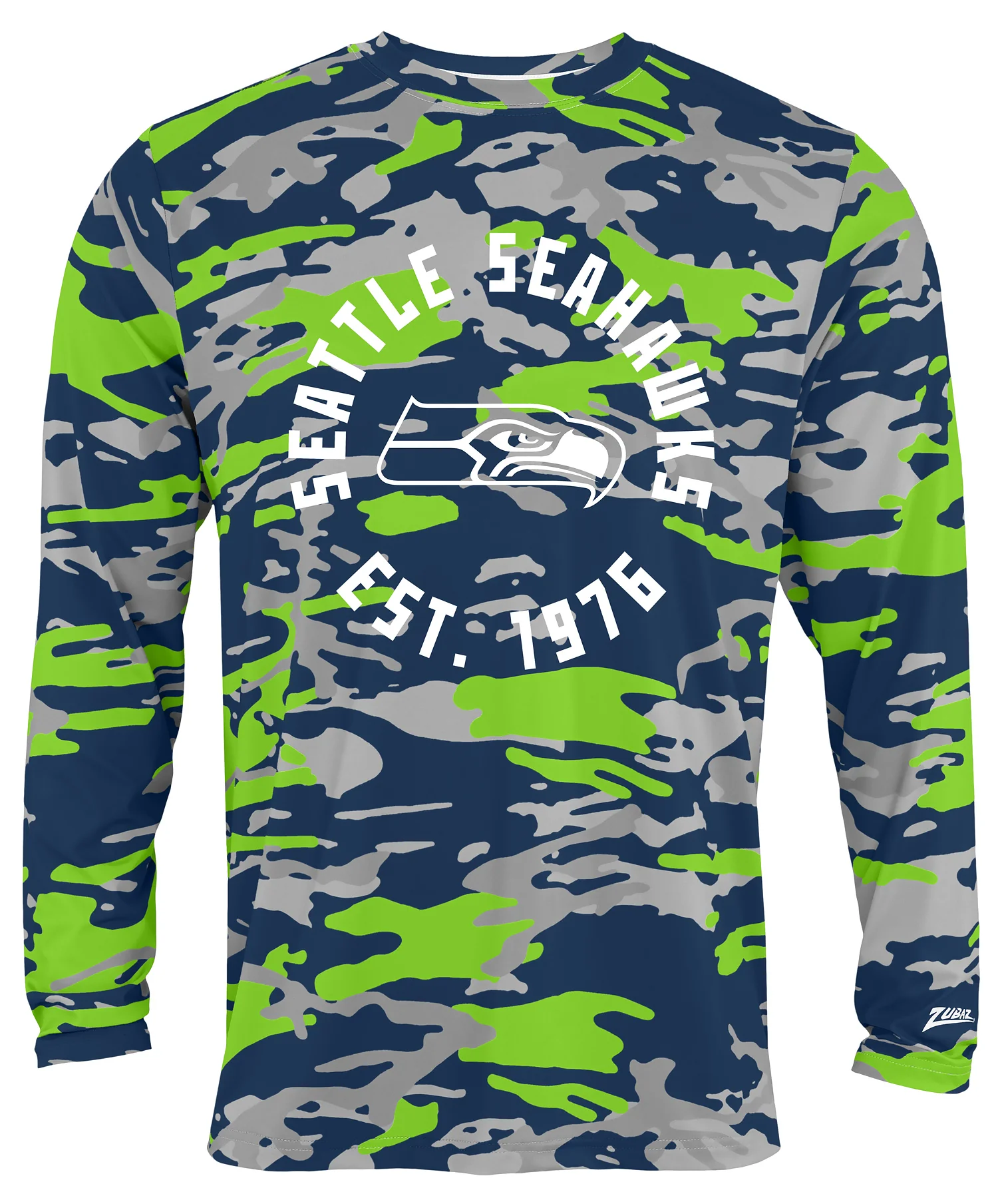 Zubaz NFL Men's Camo Alternate Color with White Circle Logo Long Sleeve T-Shirt, Seattle Seahawks - Image 43