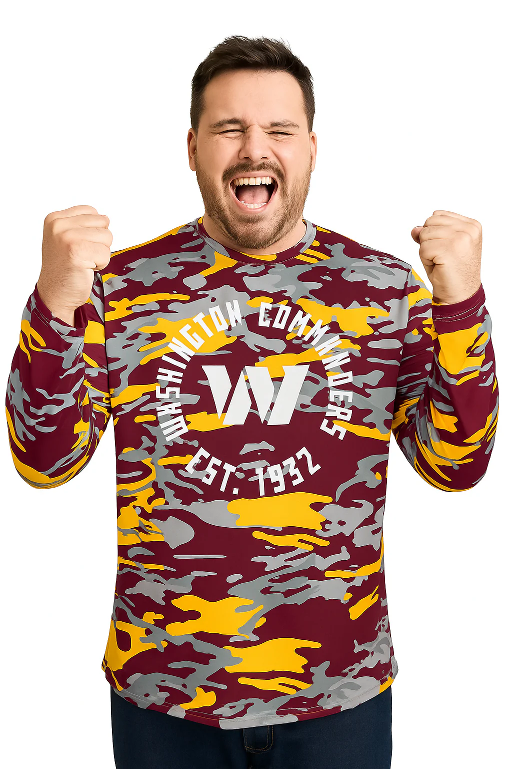 Zubaz NFL Men's Camo Alternate Color with White Circle Logo Long Sleeve T-Shirt, Washington Commanders - Image 42