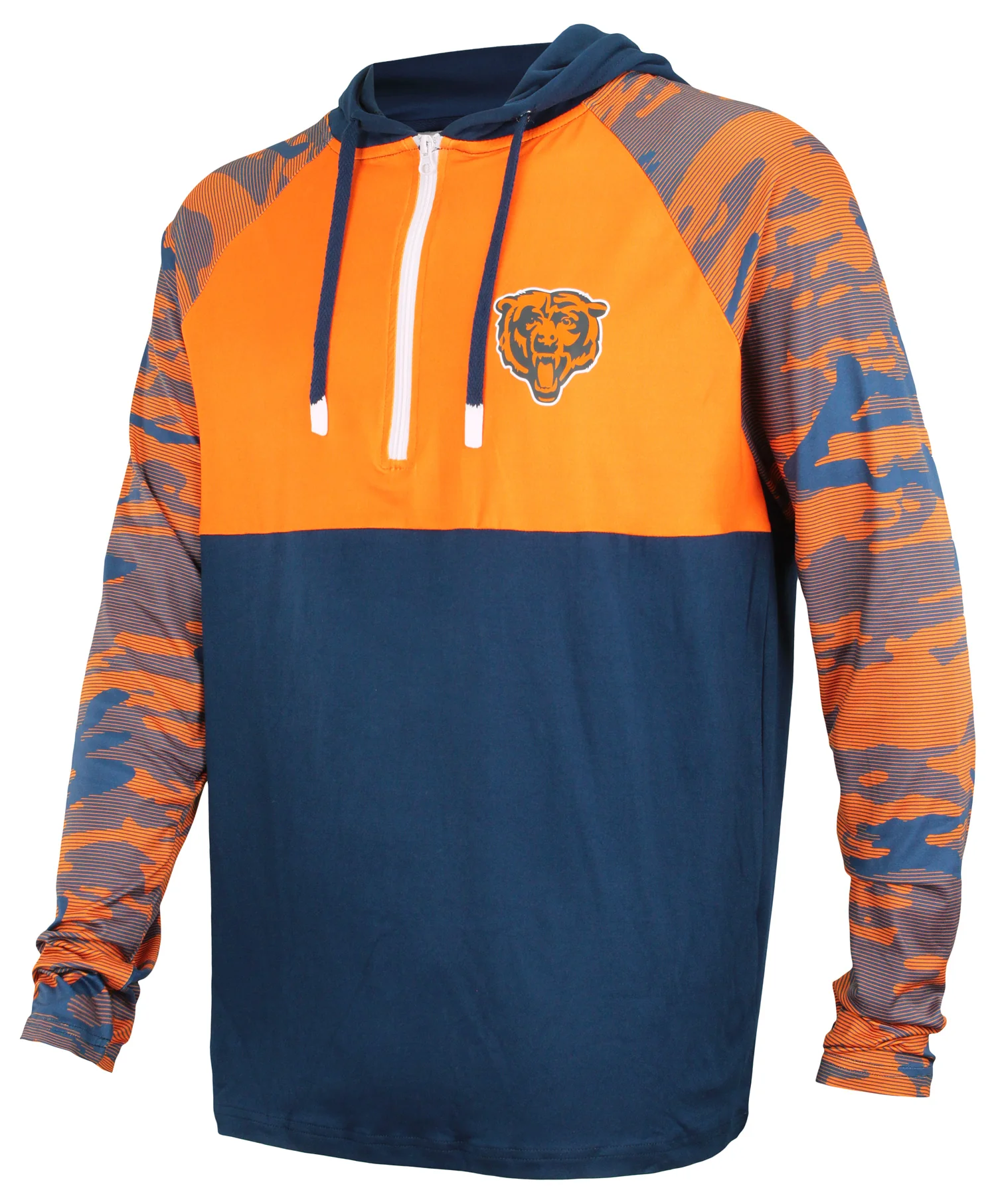 Zubaz NFL Men's Camo Line Sleeves Lightweight 1/4 Zip Color Block Hoodie, CHICAGO BEARS - Image 2