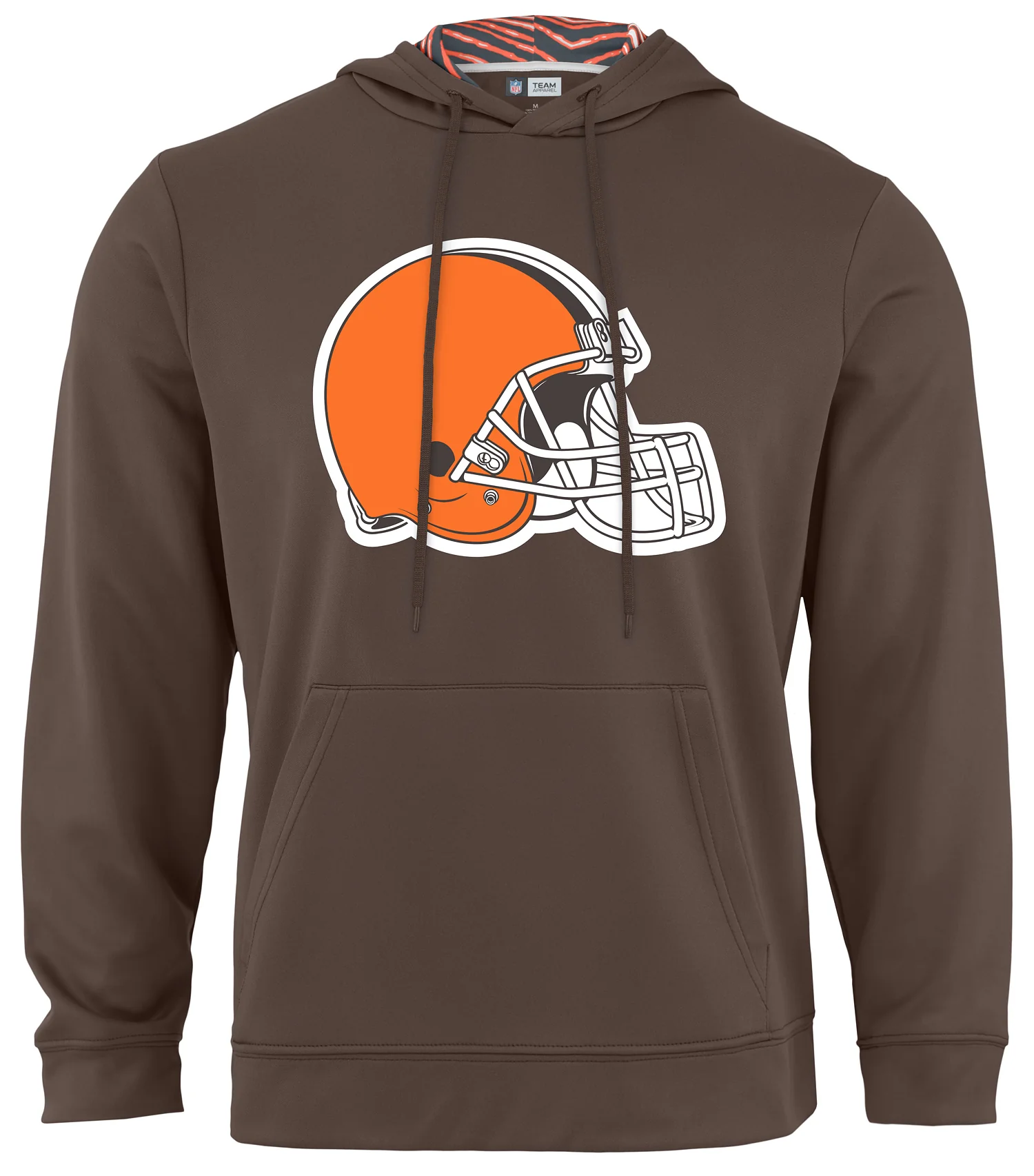 Zubaz NFL Men's Cleveland Browns Team Color Primary Logo With Zebra Hood Liner - Image 3