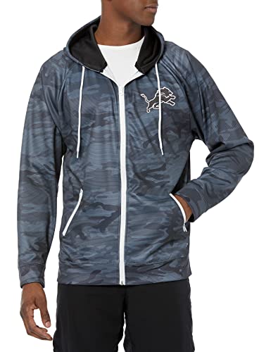 Zubaz NFL Men's Detroit Lions Tonal Black Camo Full Zip Hoodie - Image 3