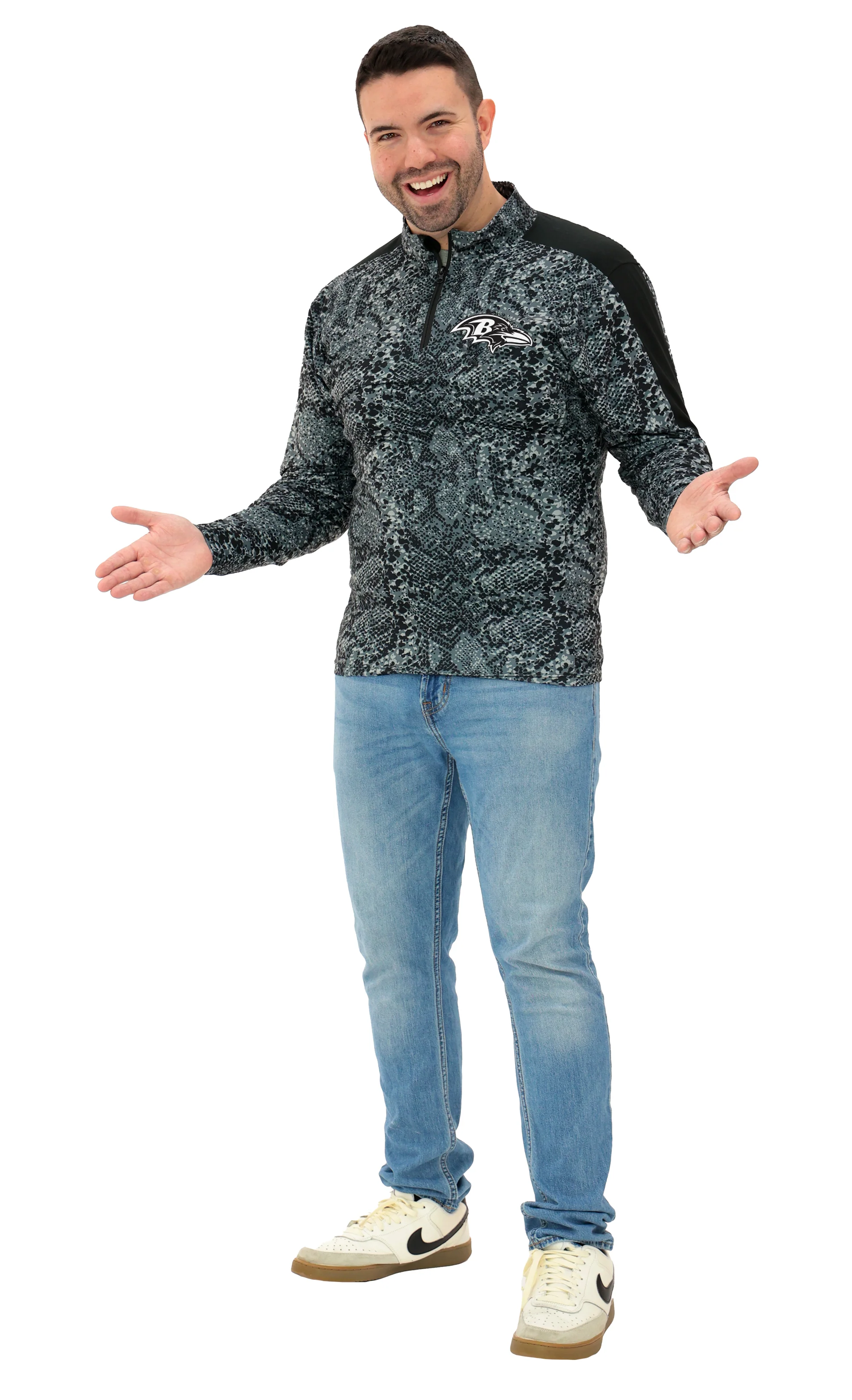 Zubaz NFL   Men's Elevated Tonal Post 1/4 Zip, BALTIMORE RAVENS - Image 14
