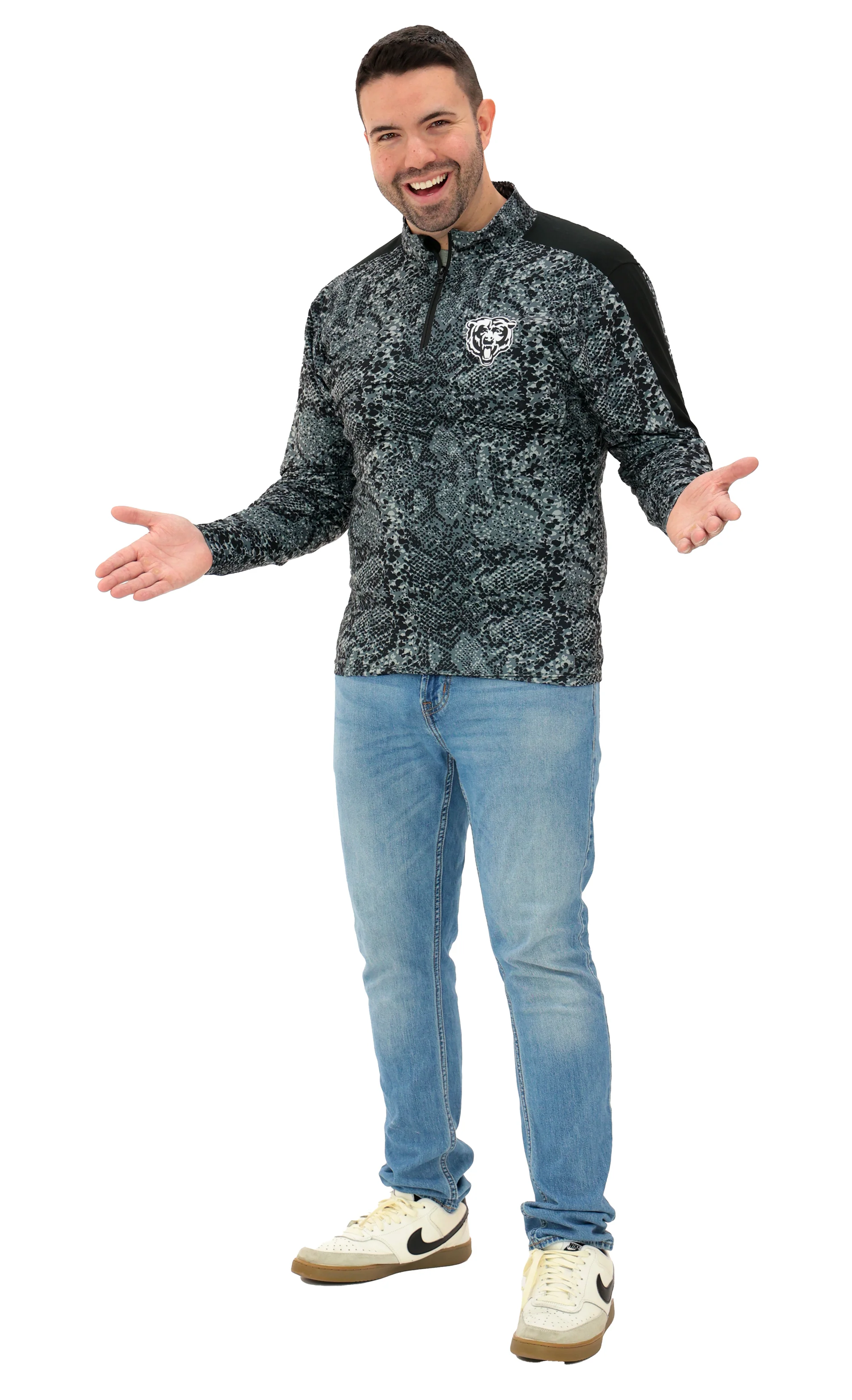 Zubaz NFL Men's Elevated Tonal Post 1/4 Zip, CHICAGO BEARS - Image 32