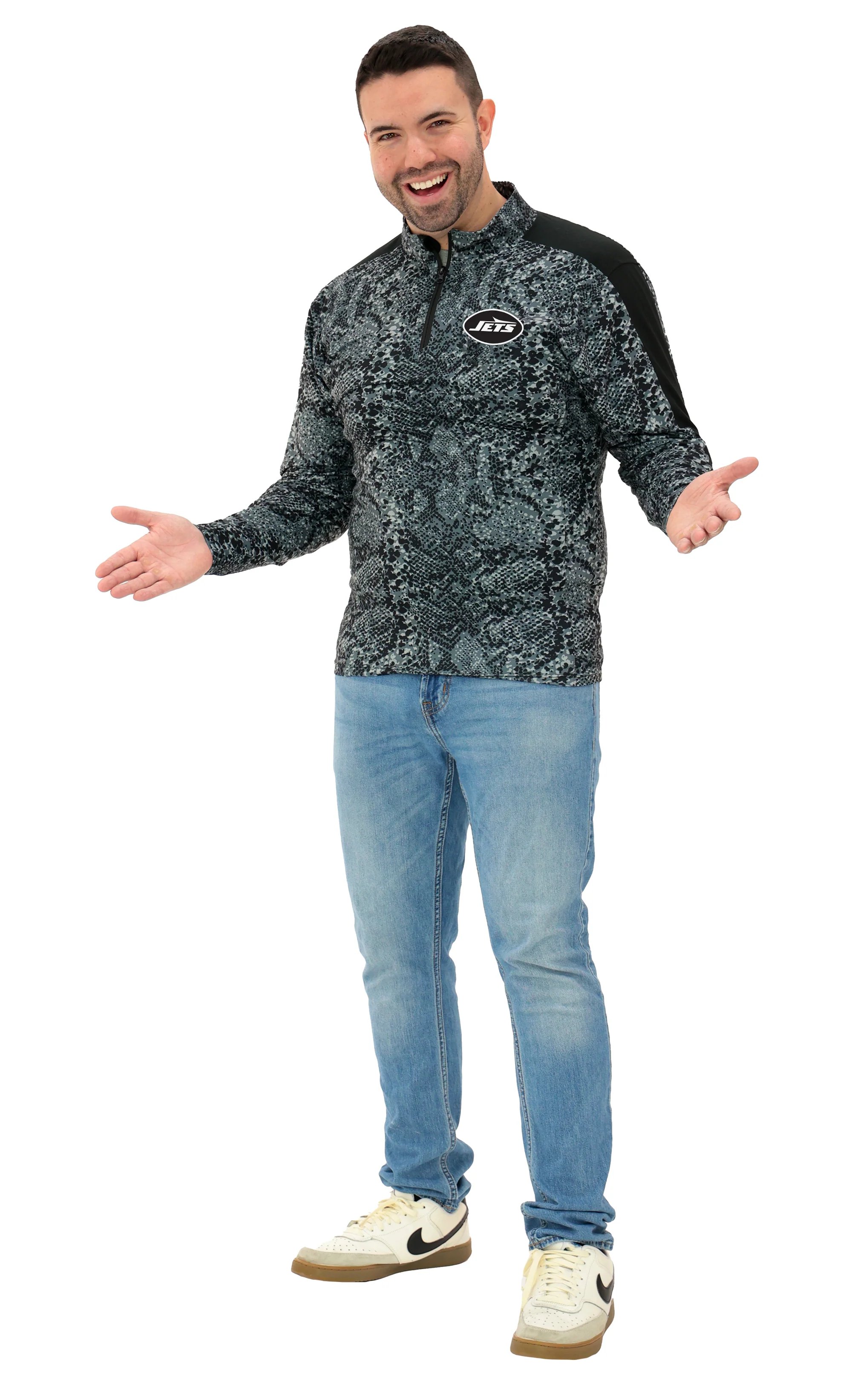Zubaz NFL Men's Elevated Tonal Post 1/4 Zip, NEW YORK JETS - Image 38