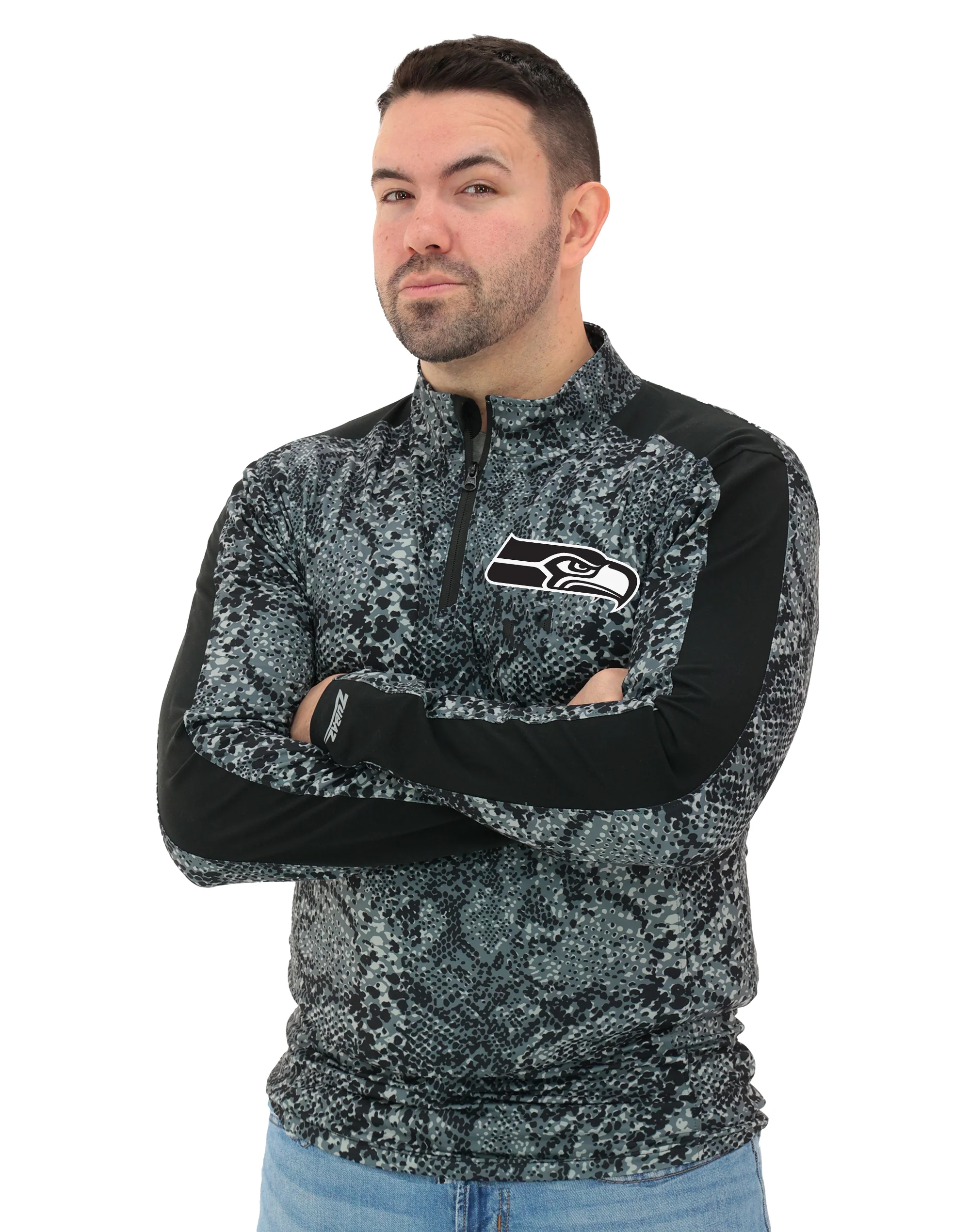 Zubaz NFL Men's Elevated Tonal Post 1/4 Zip, SEATTLE SEAHAWKS - Image 43