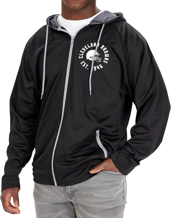 Zubaz NFL Men's Established Viper Hood Liner Full Zip Raglan Hoodie, CLEVELAND BROWNS - Image 2