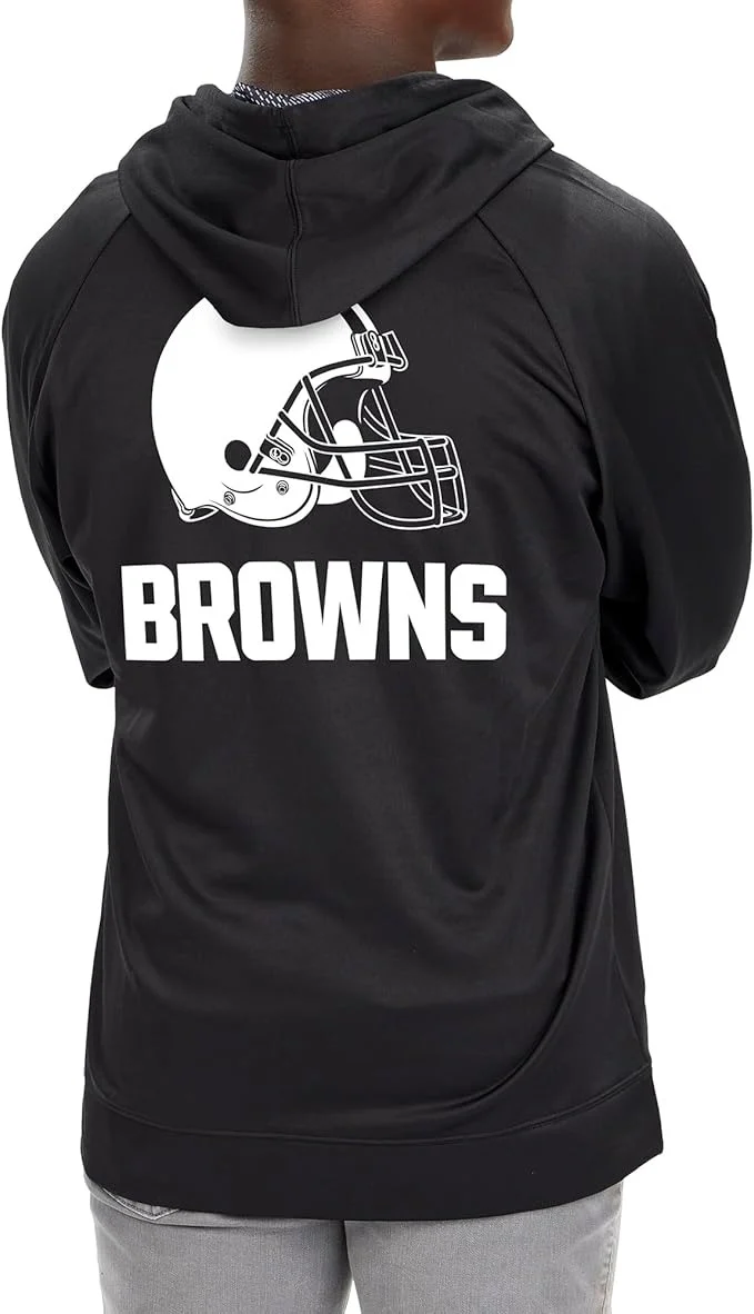 Zubaz NFL Men's Established Viper Hood Liner Full Zip Raglan Hoodie, CLEVELAND BROWNS - Image 3