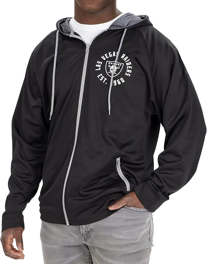 Zubaz NFL Men's Established Viper Hood Liner Full Zip Raglan Hoodie, LAS VEGAS RAIDERS - Image 2