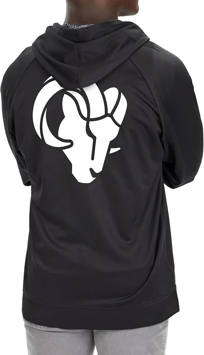Zubaz NFL   Men's Established Viper Hood Liner Full Zip Raglan Hoodie, LOS ANGELES RAMS - Image 3