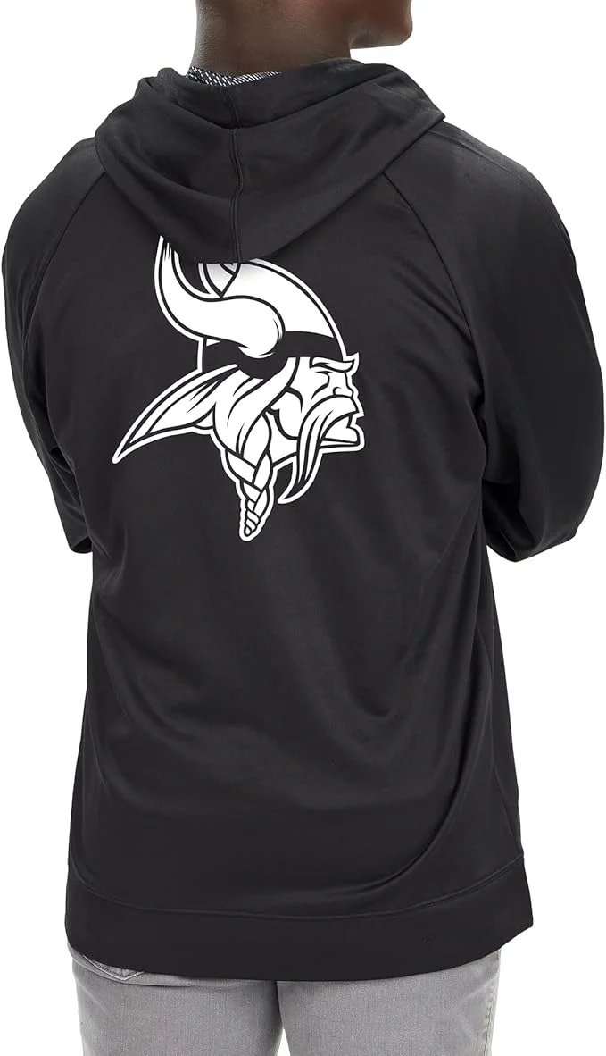 Zubaz NFL   Men's Established Viper Hood Liner Full Zip Raglan Hoodie, MINNESOTA VIKINGS - Image 3