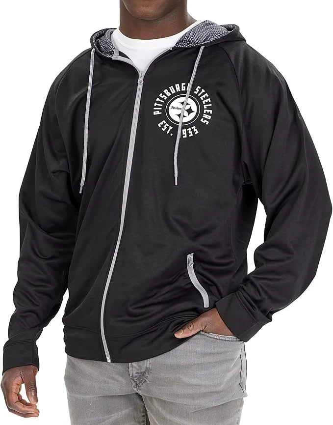 Zubaz NFL Men's Established Viper Hood Liner Full Zip Raglan Hoodie, PITTSBURGH STEELERS - Image 2