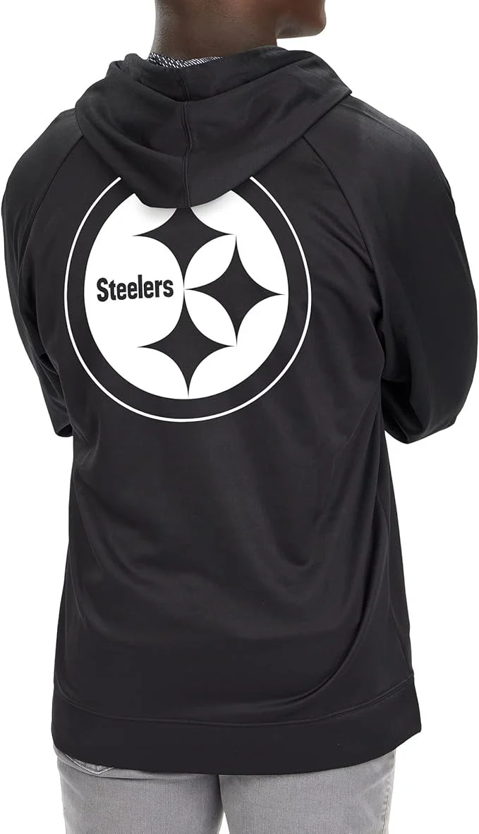 Zubaz NFL Men's Established Viper Hood Liner Full Zip Raglan Hoodie, PITTSBURGH STEELERS - Image 3