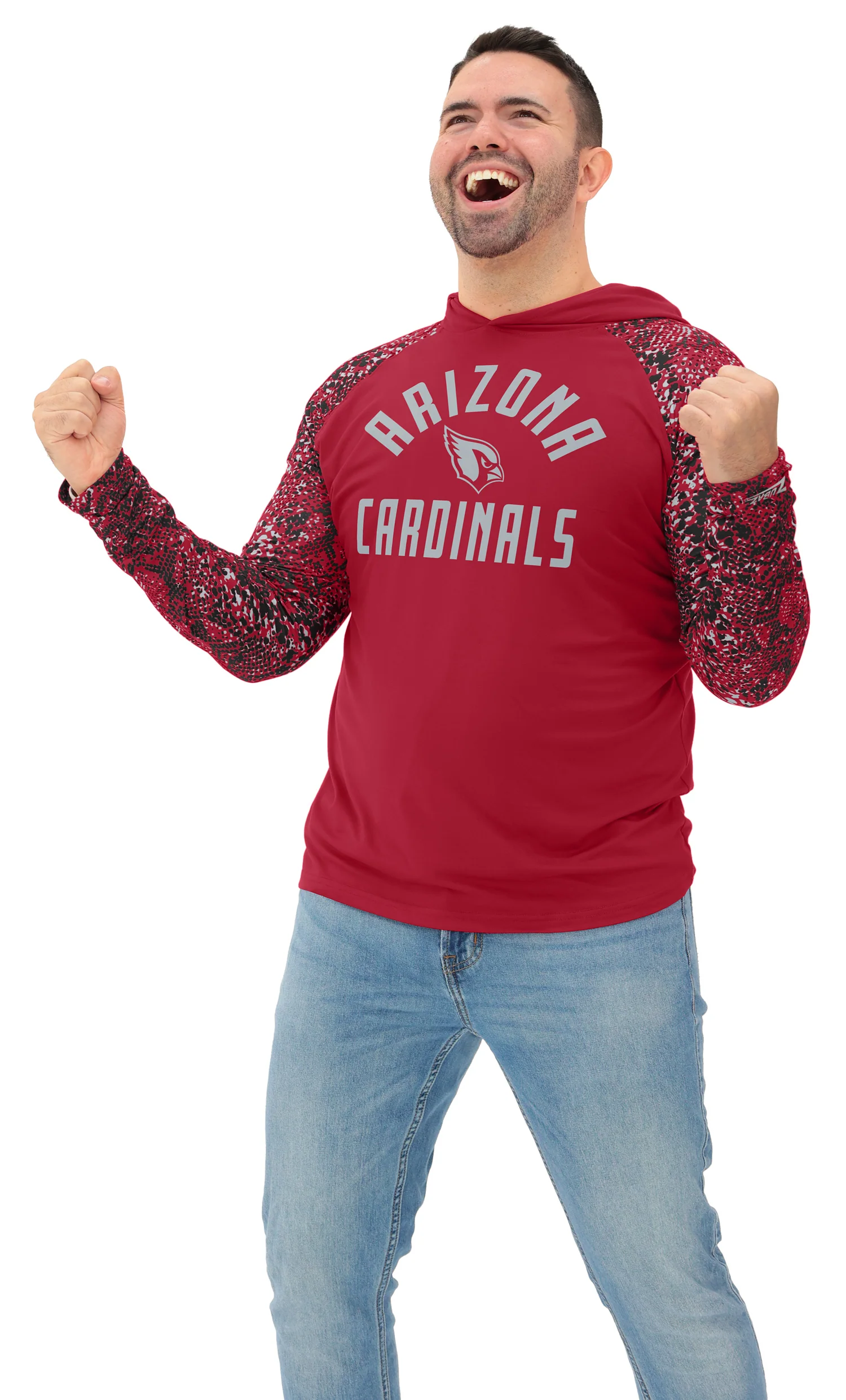 Zubaz NFL Men's Formation Post Sleeves Lightweight Hoodie, ARIZONA CARDINALS - Image 3