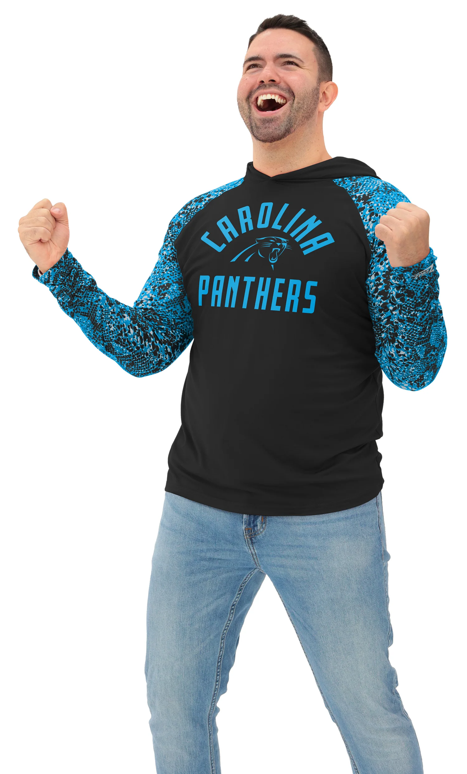 Zubaz NFL Men's Formation Post Sleeves Lightweight Hoodie, CAROLINA PANTHERS - Image 21
