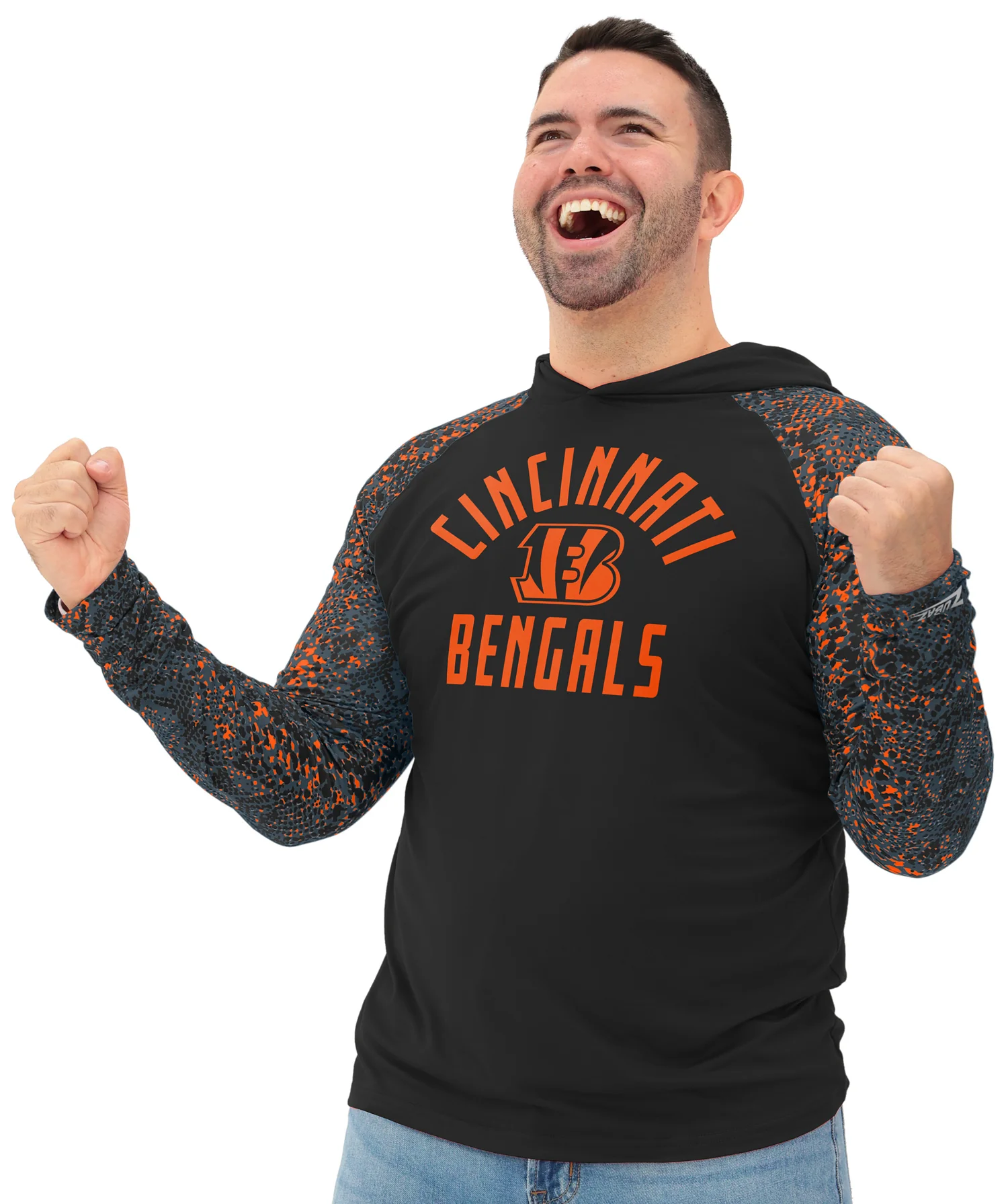 Zubaz NFL Men's Formation Post Sleeves Lightweight Hoodie, CINCINNATI BENGALS - Image 17