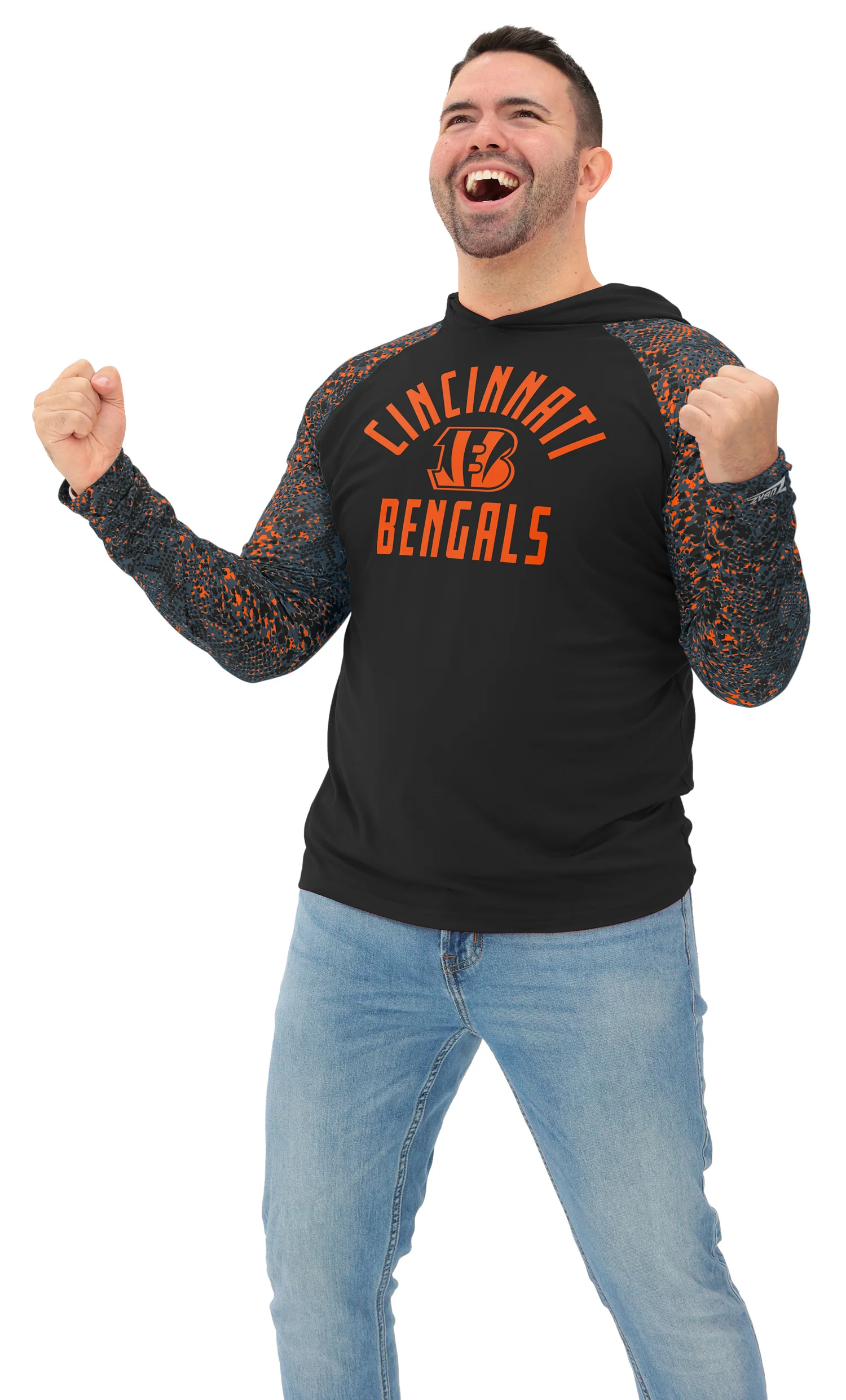 Zubaz NFL Men's Formation Post Sleeves Lightweight Hoodie, CINCINNATI BENGALS - Image 24