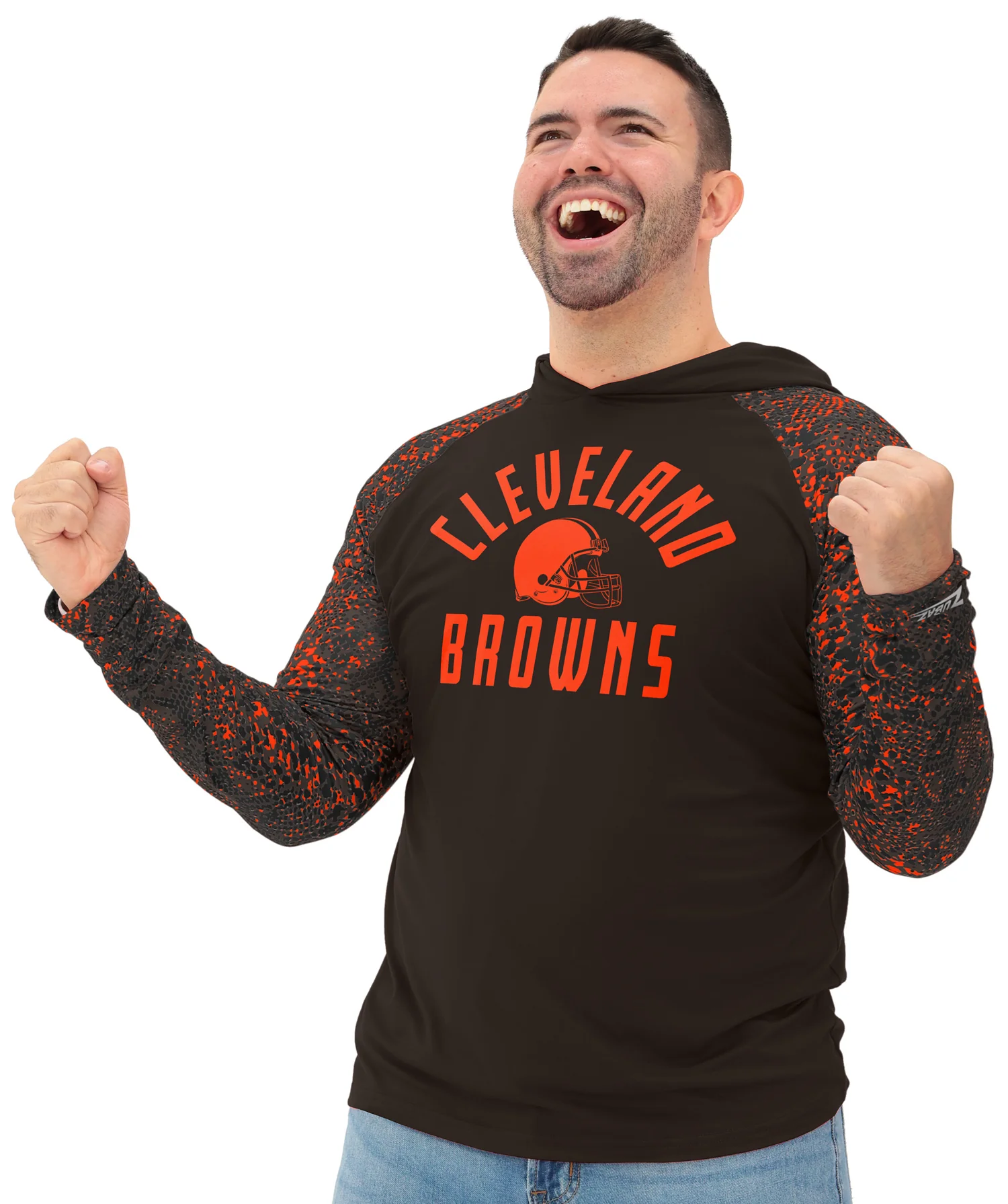 Zubaz NFL Men's Formation Post Sleeves Lightweight Hoodie, CLEVELAND BROWNS - Image 5