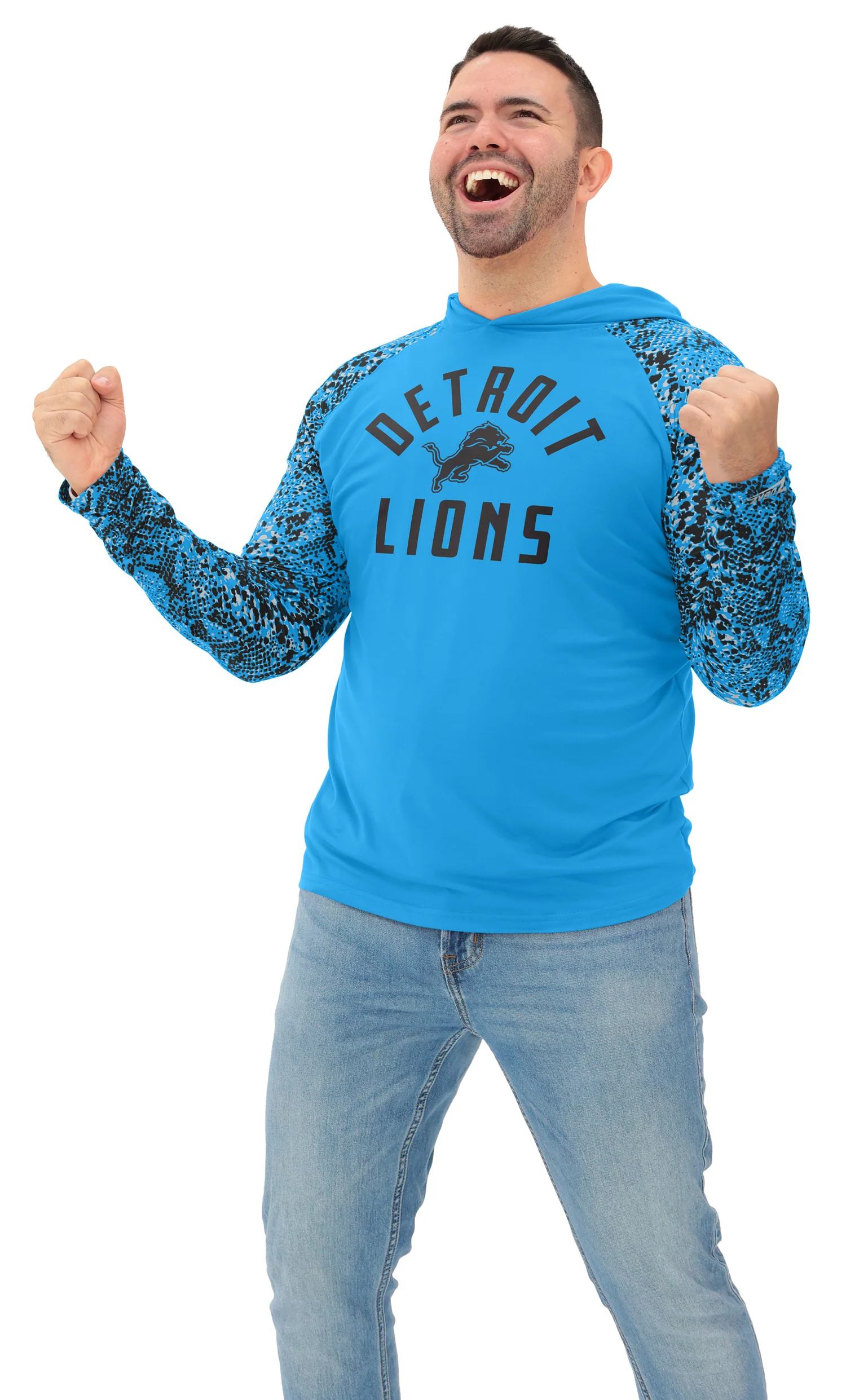 Zubaz NFL Men's Formation Post Sleeves Lightweight Hoodie, DETROIT LIONS - Image 18