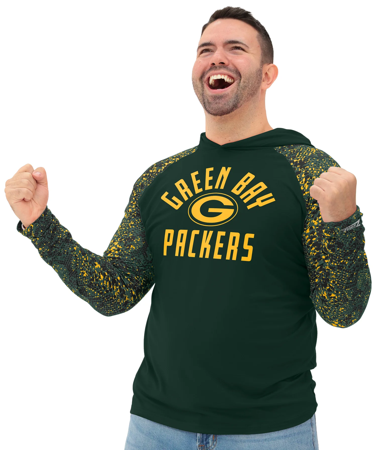 Zubaz NFL Men's Formation Post Sleeves Lightweight Hoodie, GREEN BAY PACKERS - Image 19