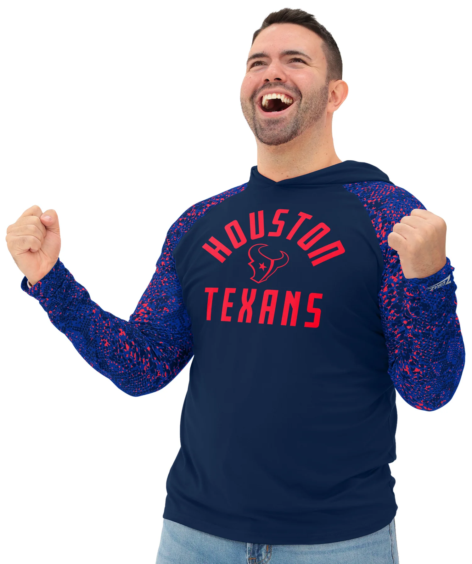 Zubaz NFL Men's Formation Post Sleeves Lightweight Hoodie, HOUSTON TEXANS - Image 7