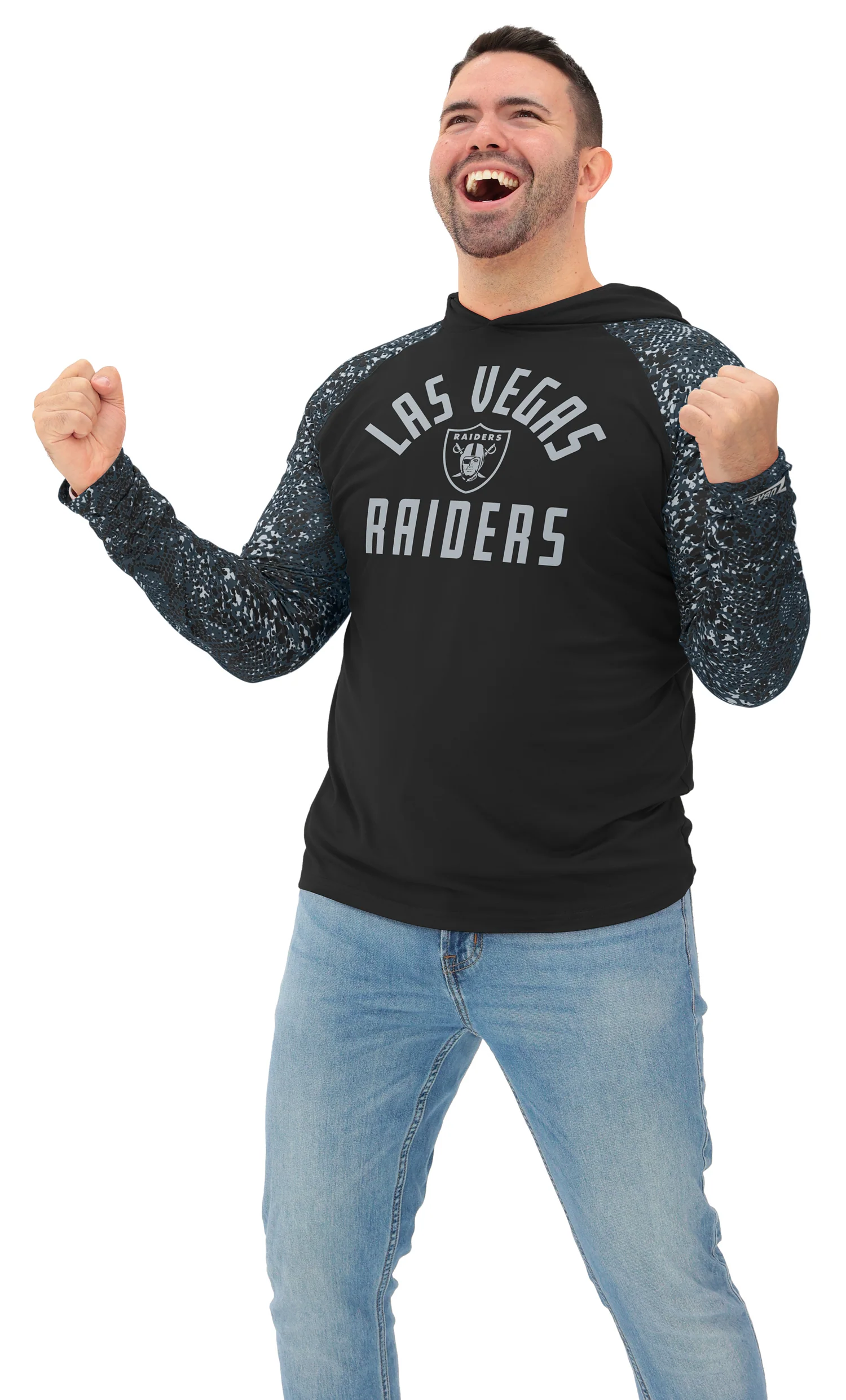 Zubaz NFL Men's Formation Post Sleeves Lightweight Hoodie, LAS VEGAS RAIDERS - Image 23