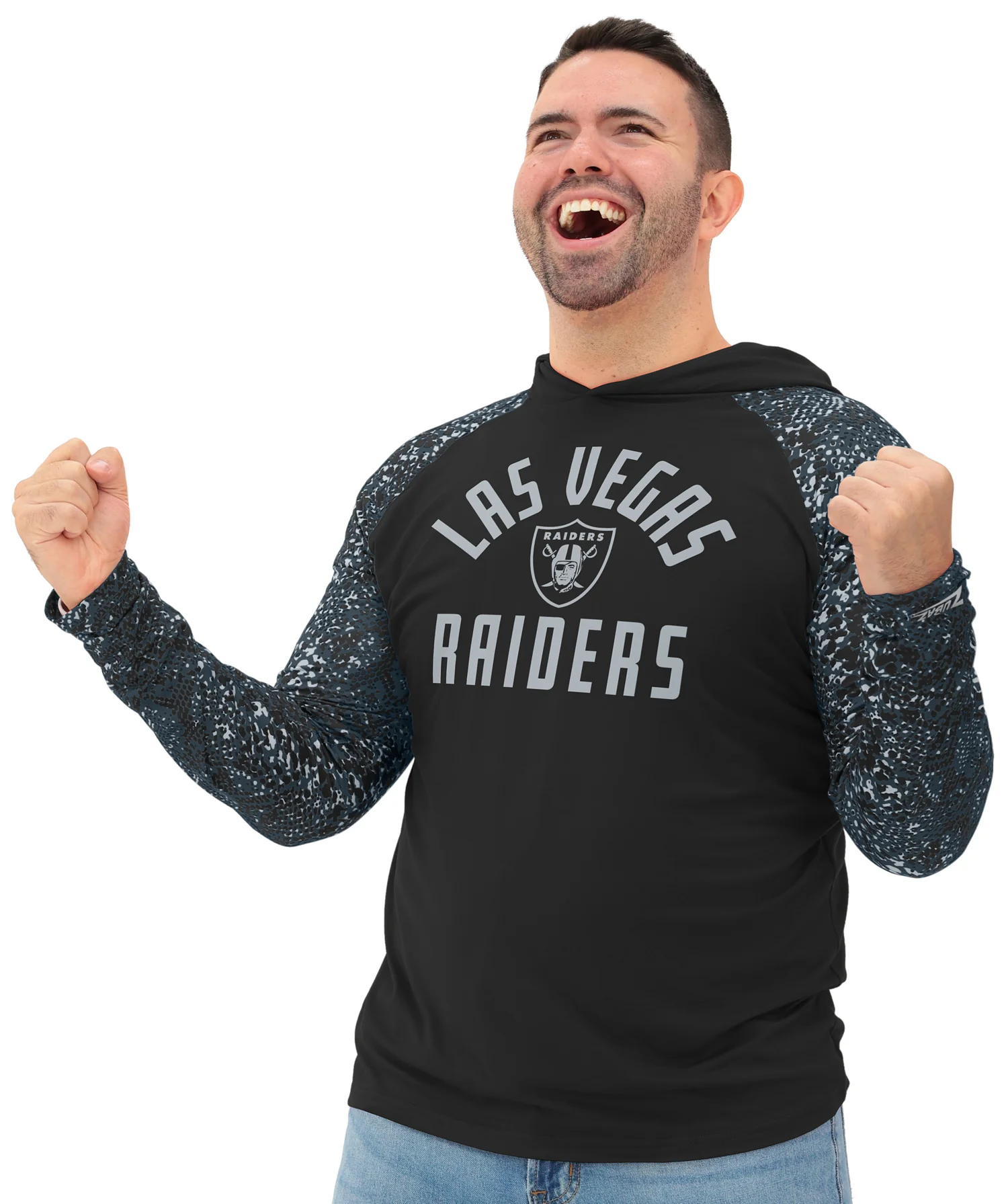 Zubaz NFL Men's Formation Post Sleeves Lightweight Hoodie, LAS VEGAS RAIDERS - Image 7